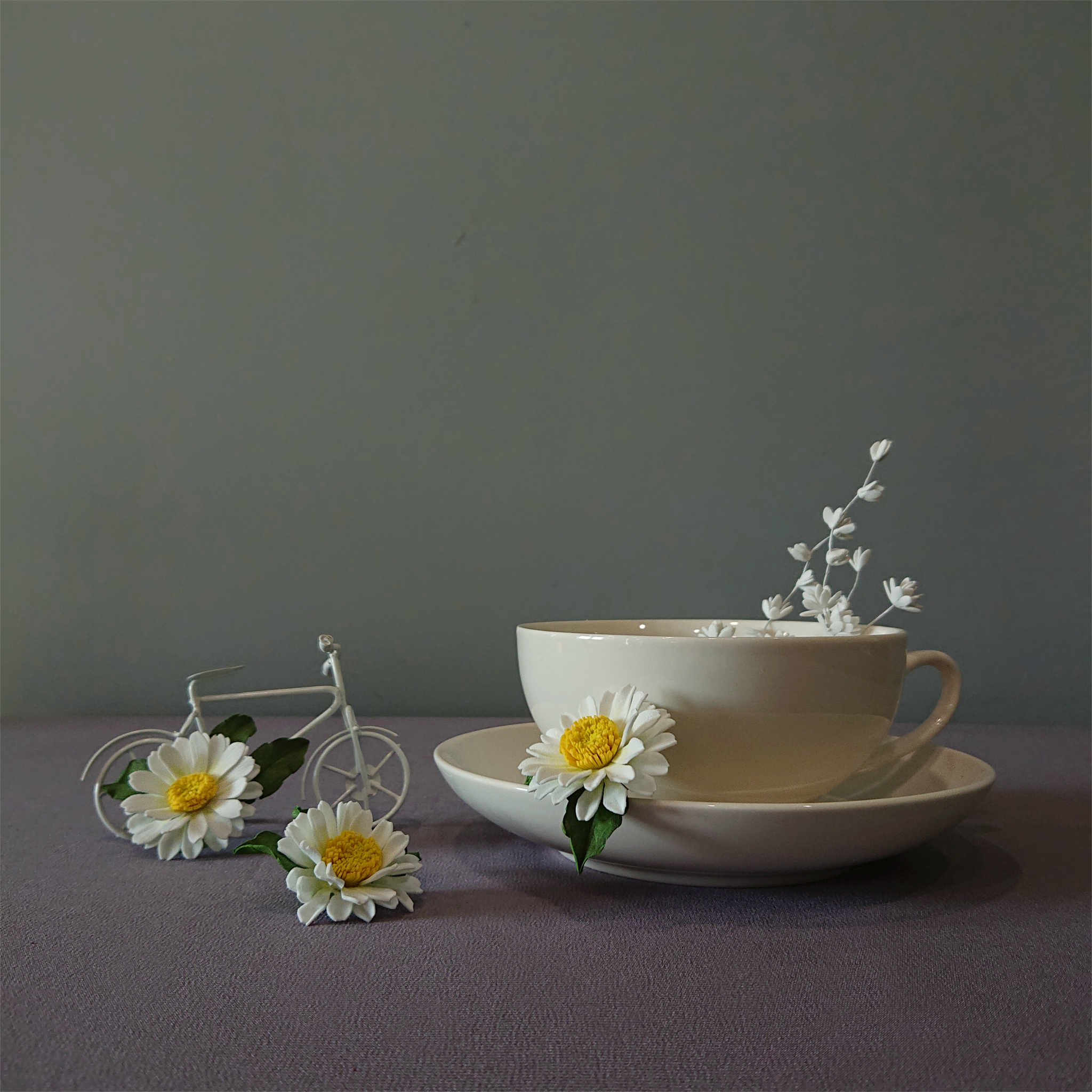 Brooch Chamomile - My, Foamiran, Handmade, Needlework without process, Chamomile, Brooch