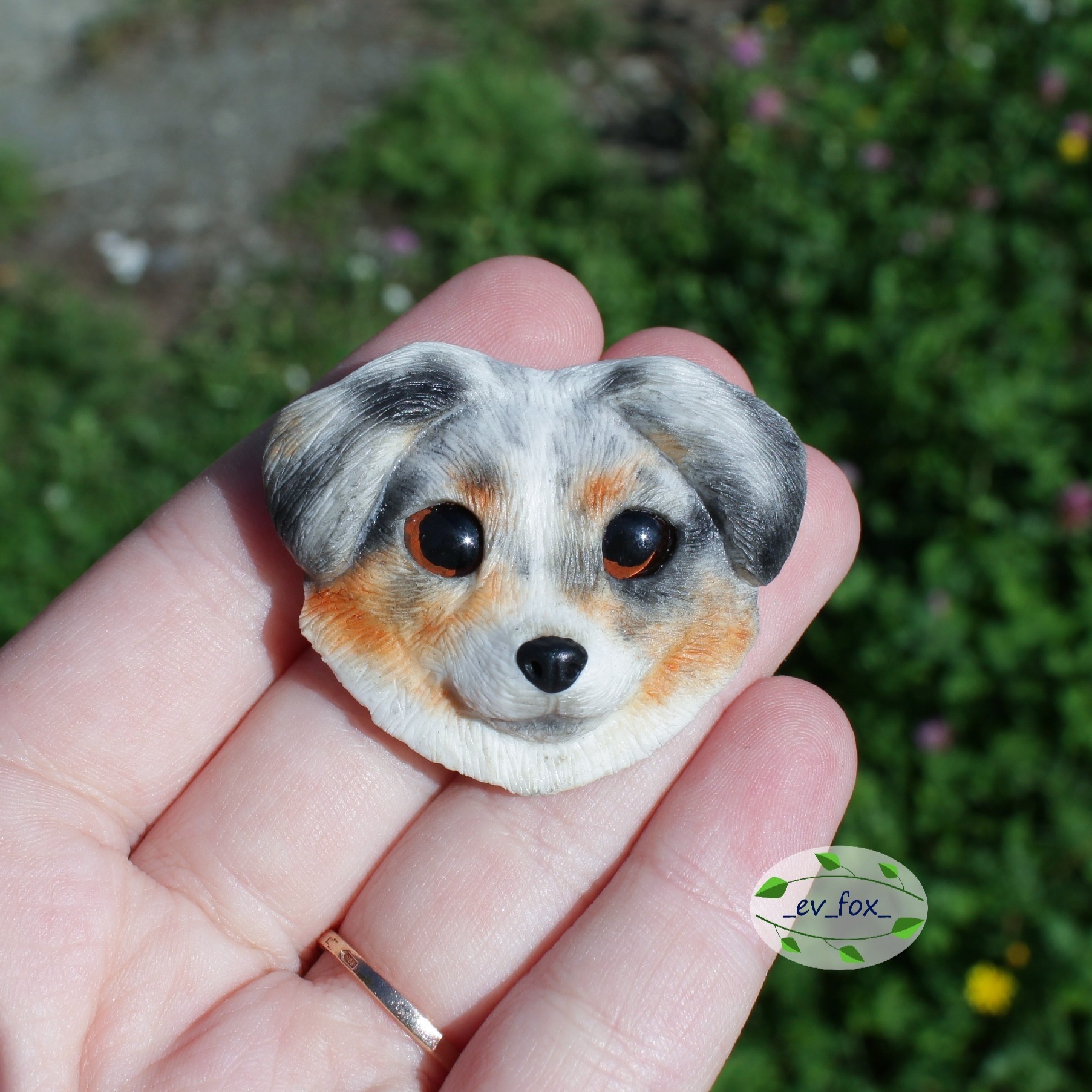 Australian shepherd - My, Decoration, Handmade, Polymer clay, Australian shepherd, Needlework without process