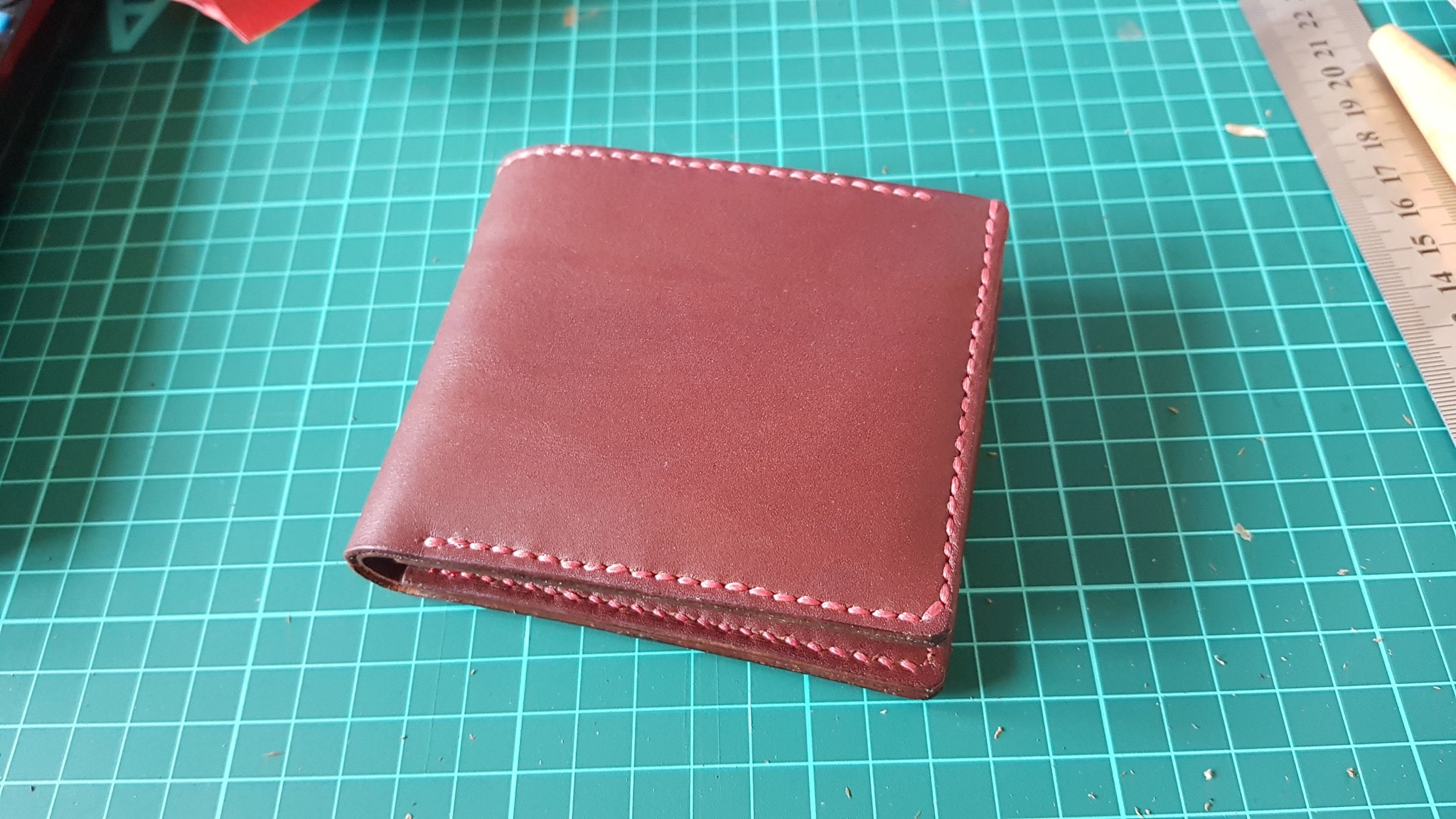 First leather work. - My, Leather, Leather craft, Wallet, Longpost