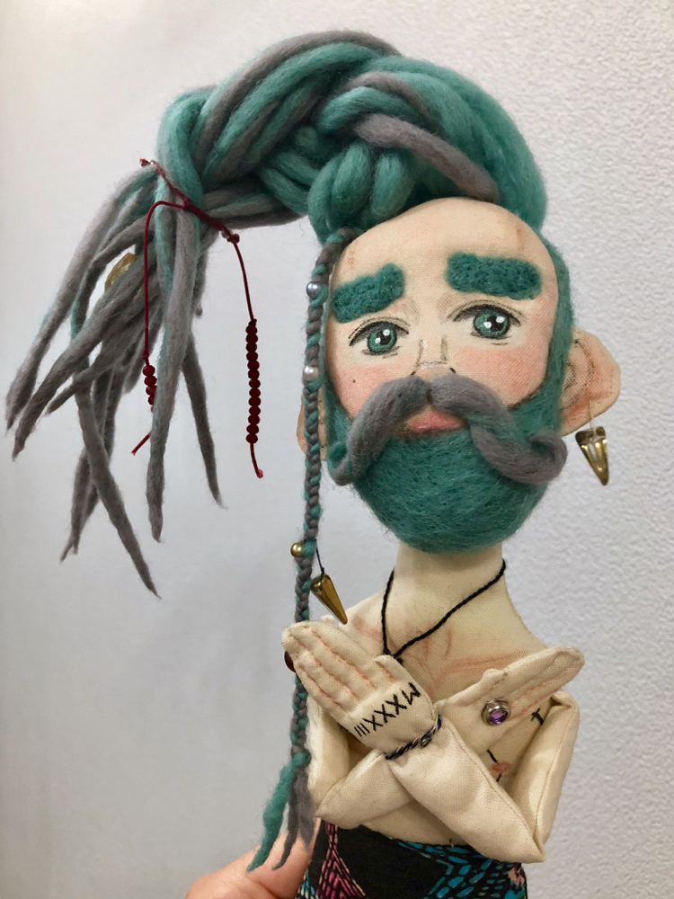 He was green! - My, Dreadlocks, Textile doll, Rastaman, Needlework without process, Handmade dolls, Rasta, Longpost