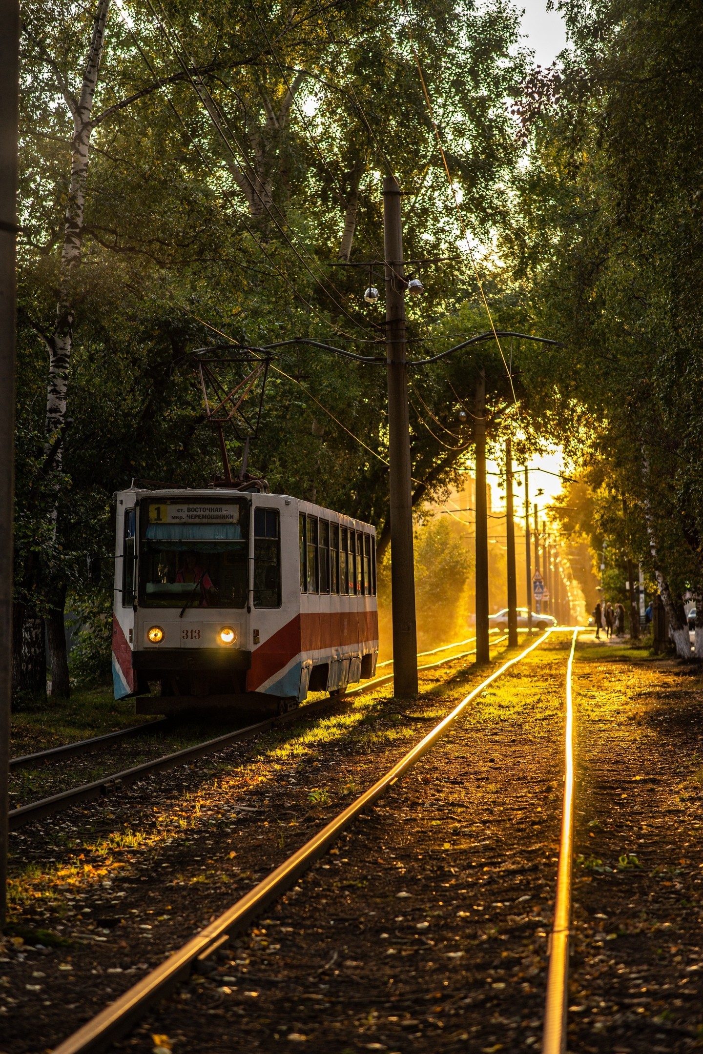 Towards the sun along the paths - My, Tram, Tomsk, Sunset, Longpost