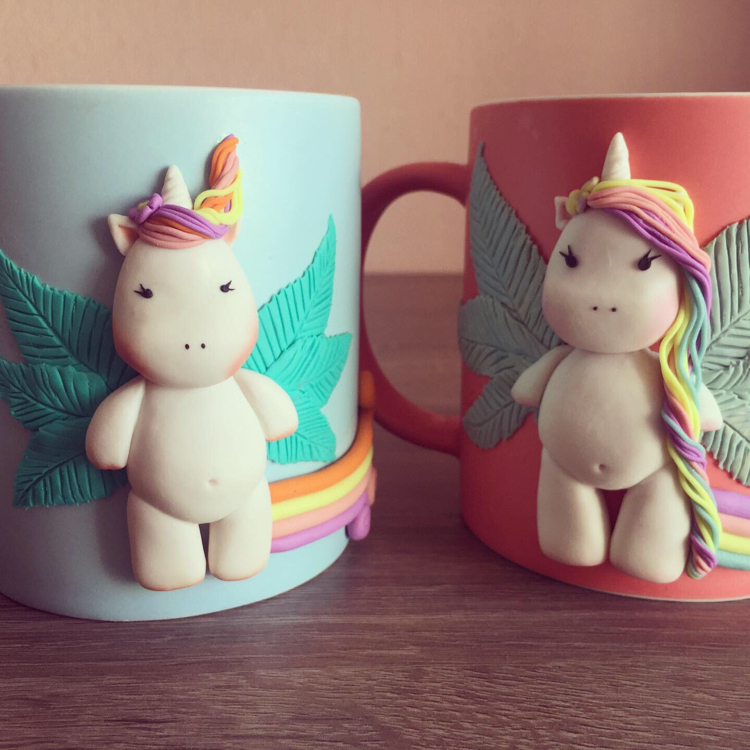 Baby Unicorns - My, Polymer clay, Needlework without process, Longpost, Mug with decor