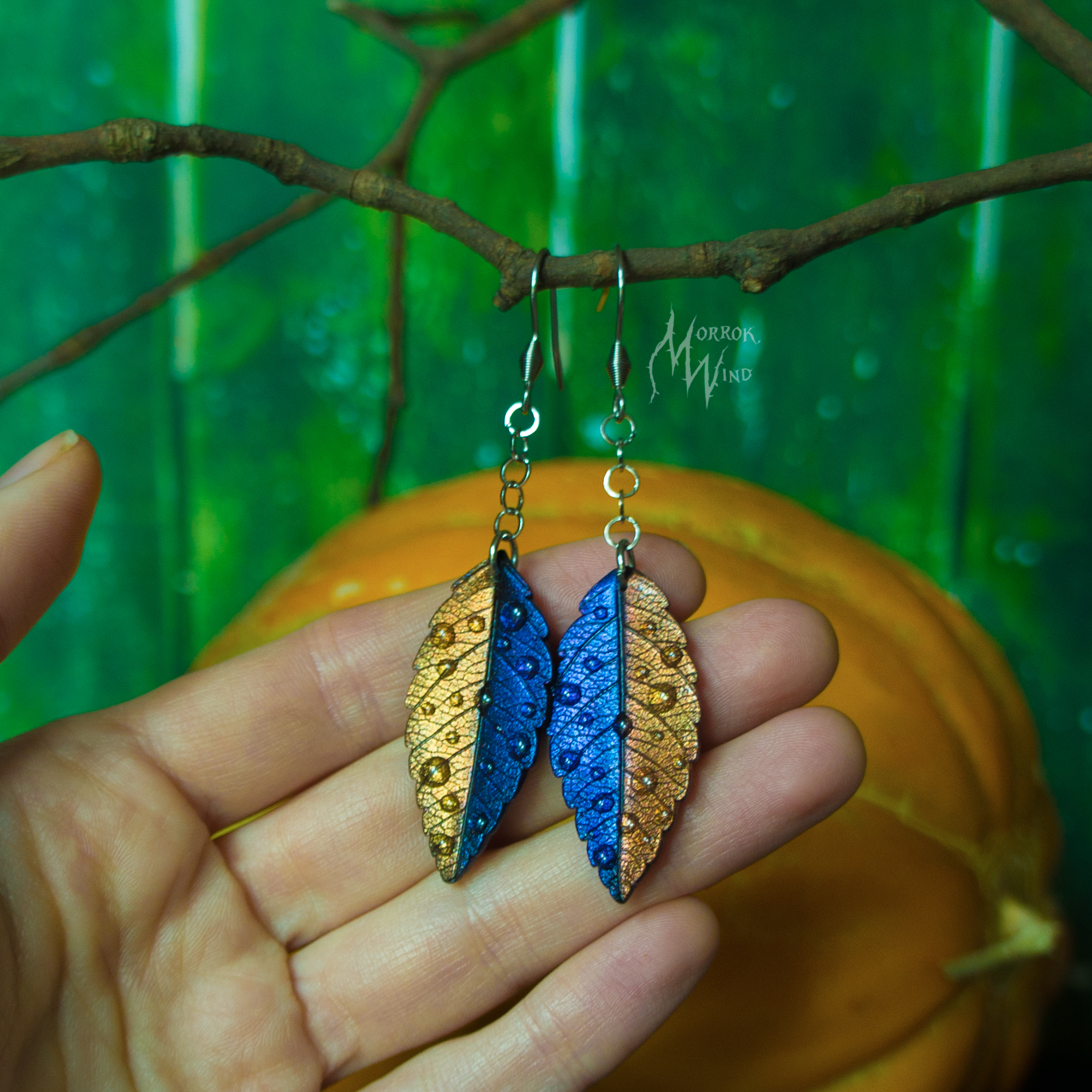 Leaf fall. Polymer clay, resin. - My, Needlework without process, Polymer clay, With your own hands, Autumn, Leaves, Earrings, Longpost