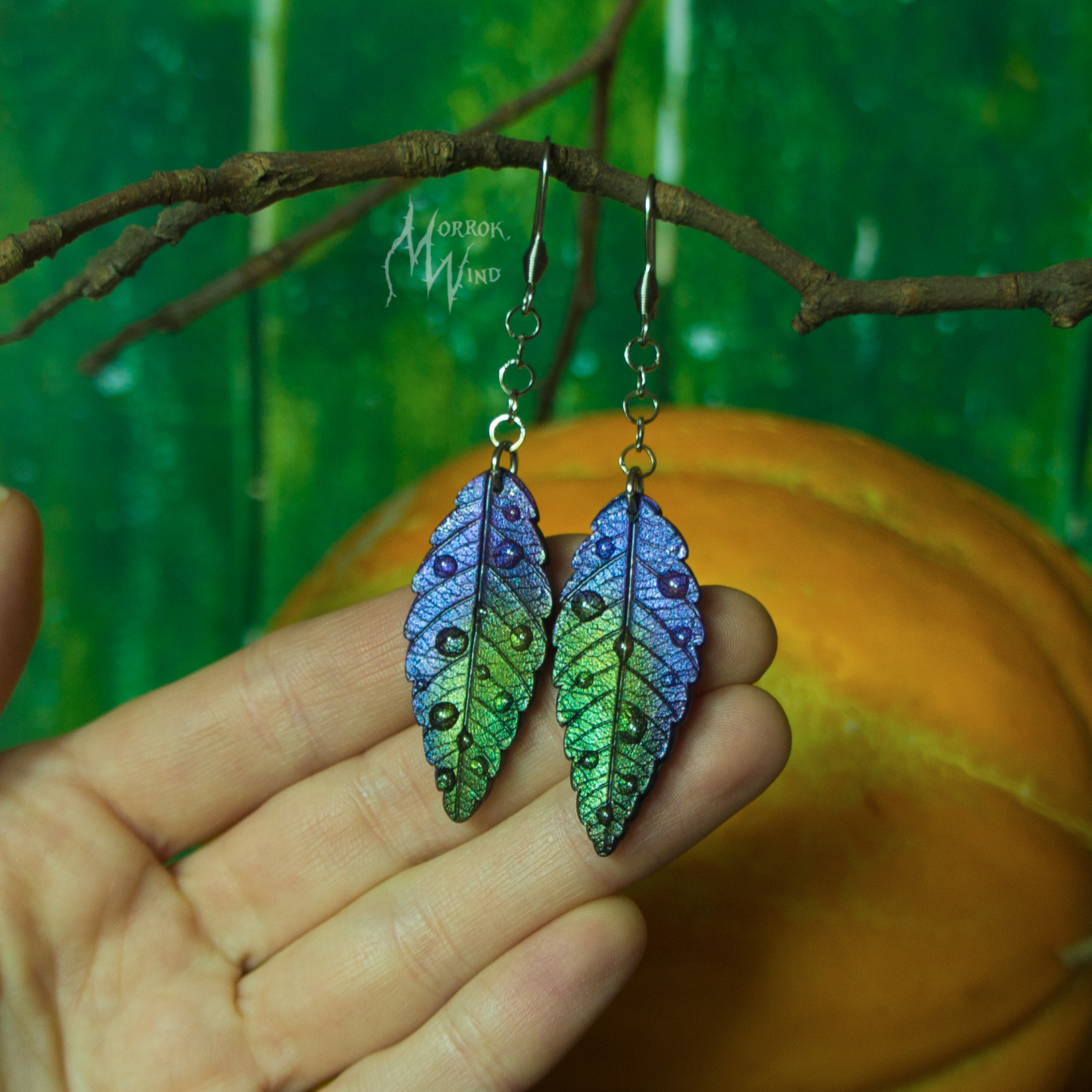 Leaf fall. Polymer clay, resin. - My, Needlework without process, Polymer clay, With your own hands, Autumn, Leaves, Earrings, Longpost