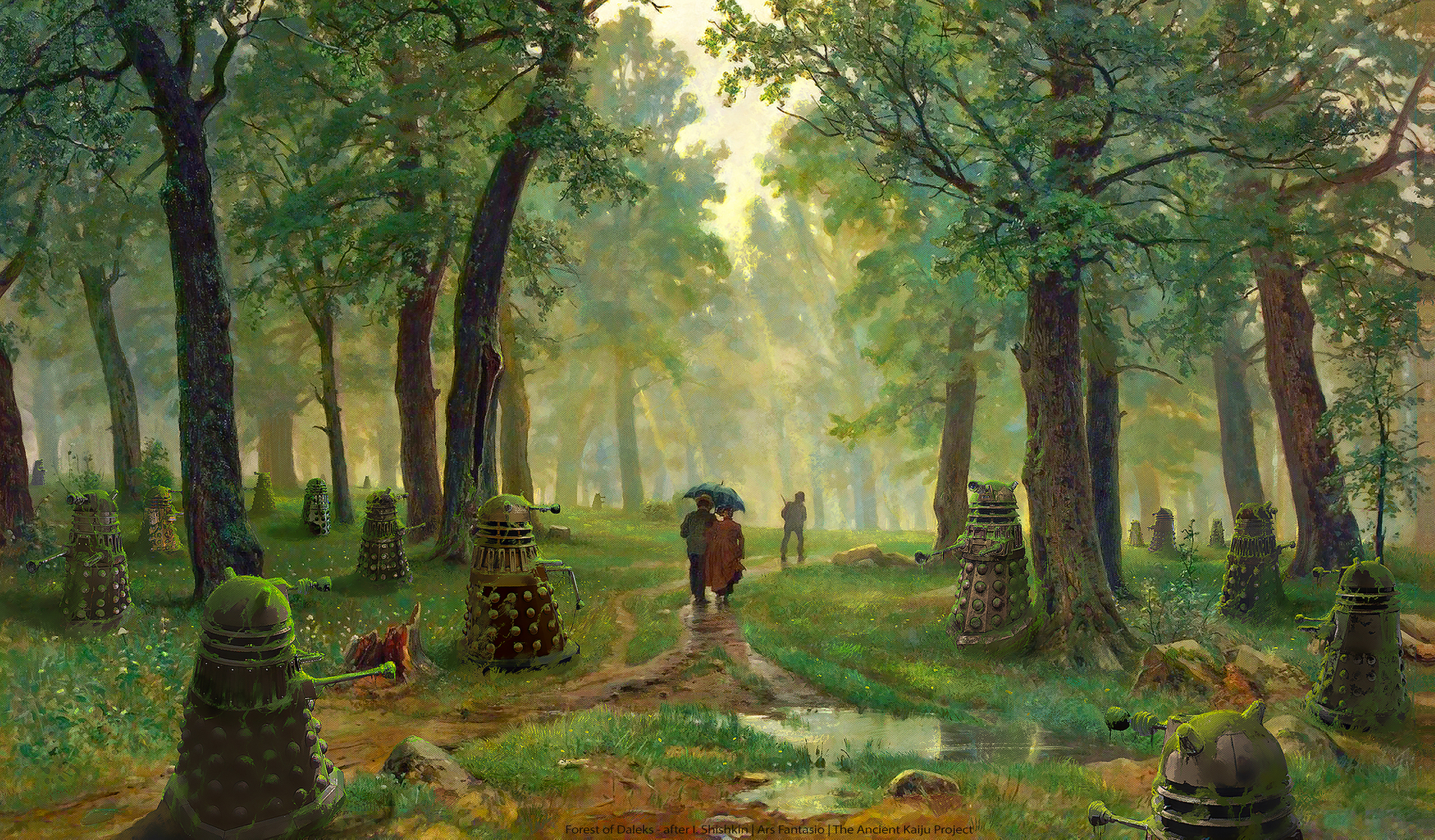 Forest of Daleks - Доктор Кто, Dalek, Сериалы, Арт, Oliver Wetter, Картина, Иван Шишкин, Далеки