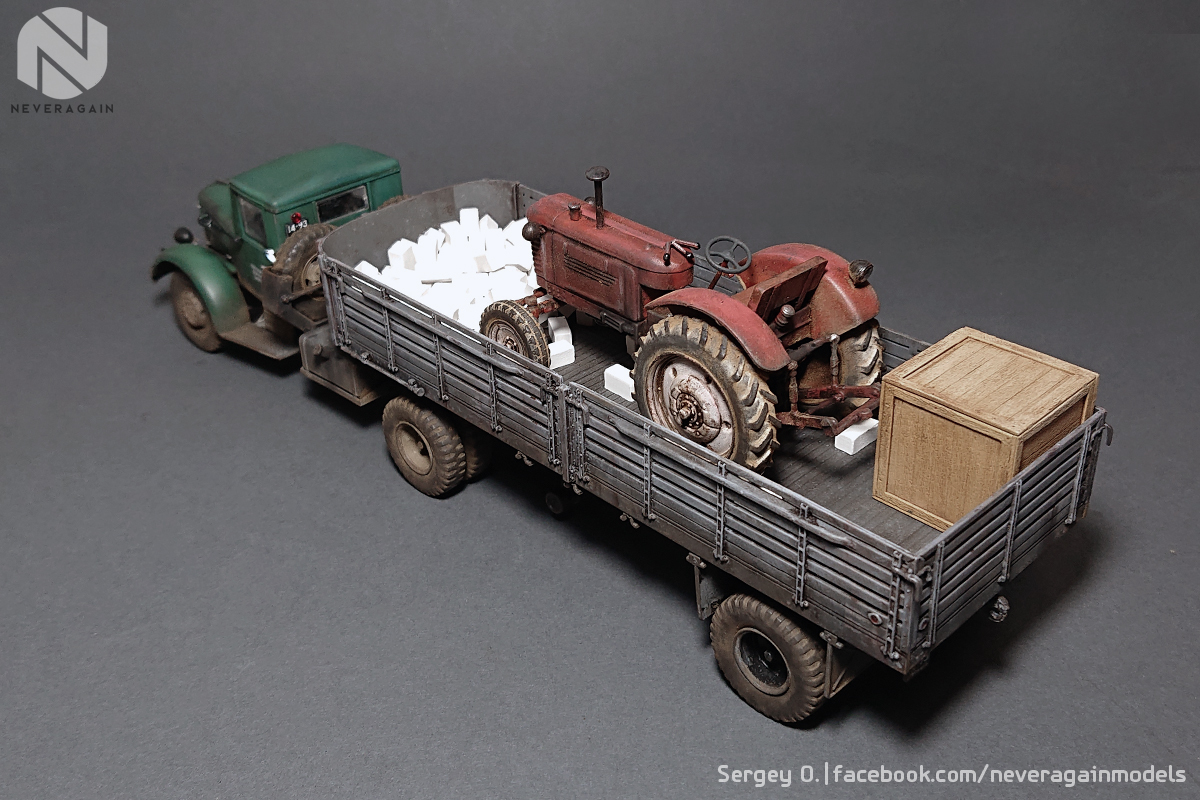 MAZ-200V with semi-trailer MAZ-5215 - My, Stand modeling, Scale model, Maz 200, Tractor, Hobby, Modeling, Longpost