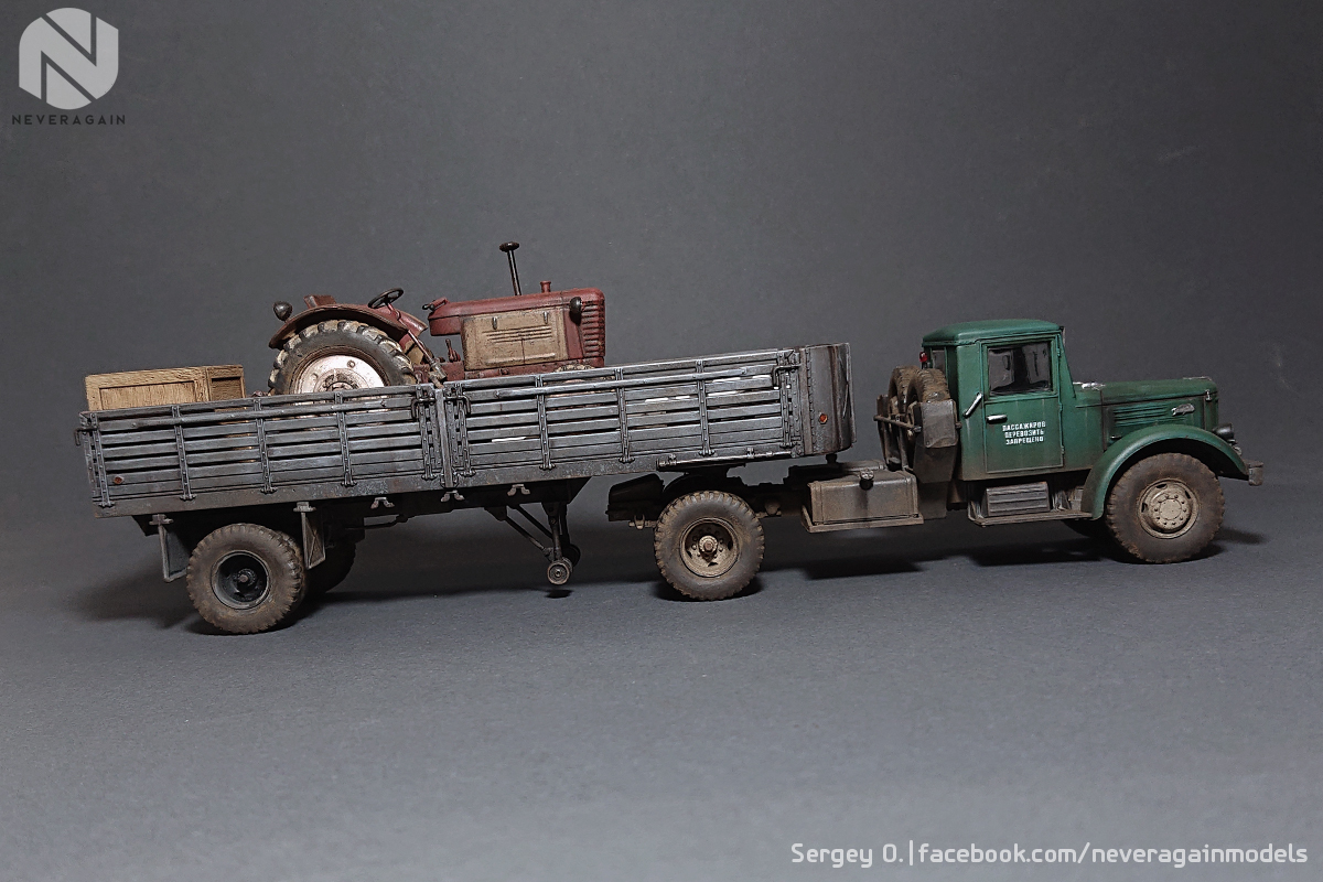 MAZ-200V with semi-trailer MAZ-5215 - My, Stand modeling, Scale model, Maz 200, Tractor, Hobby, Modeling, Longpost