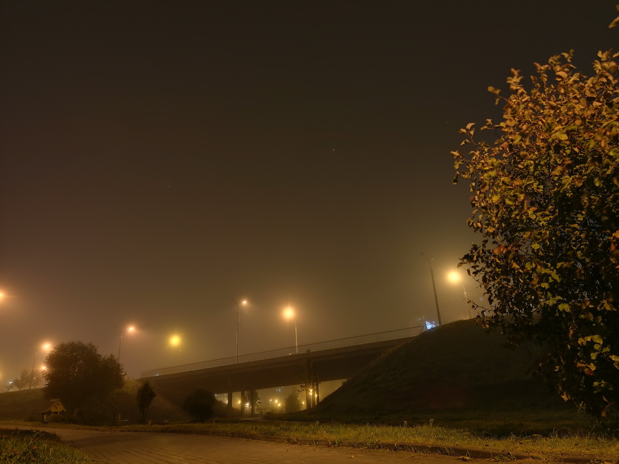 Foggy Minsk. - My, Minsk, Autumn, The photo, Fog, Night, Mood, Longpost