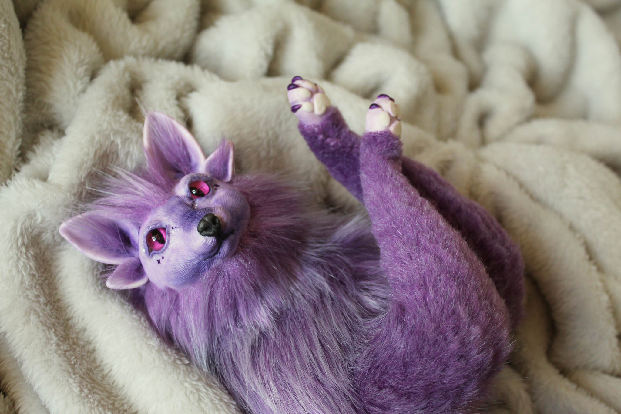 Cosmic Lavender. - My, Polymer clay, Domestic fox, Fox, Longpost, Needlework with process, Needlework, Mixed media