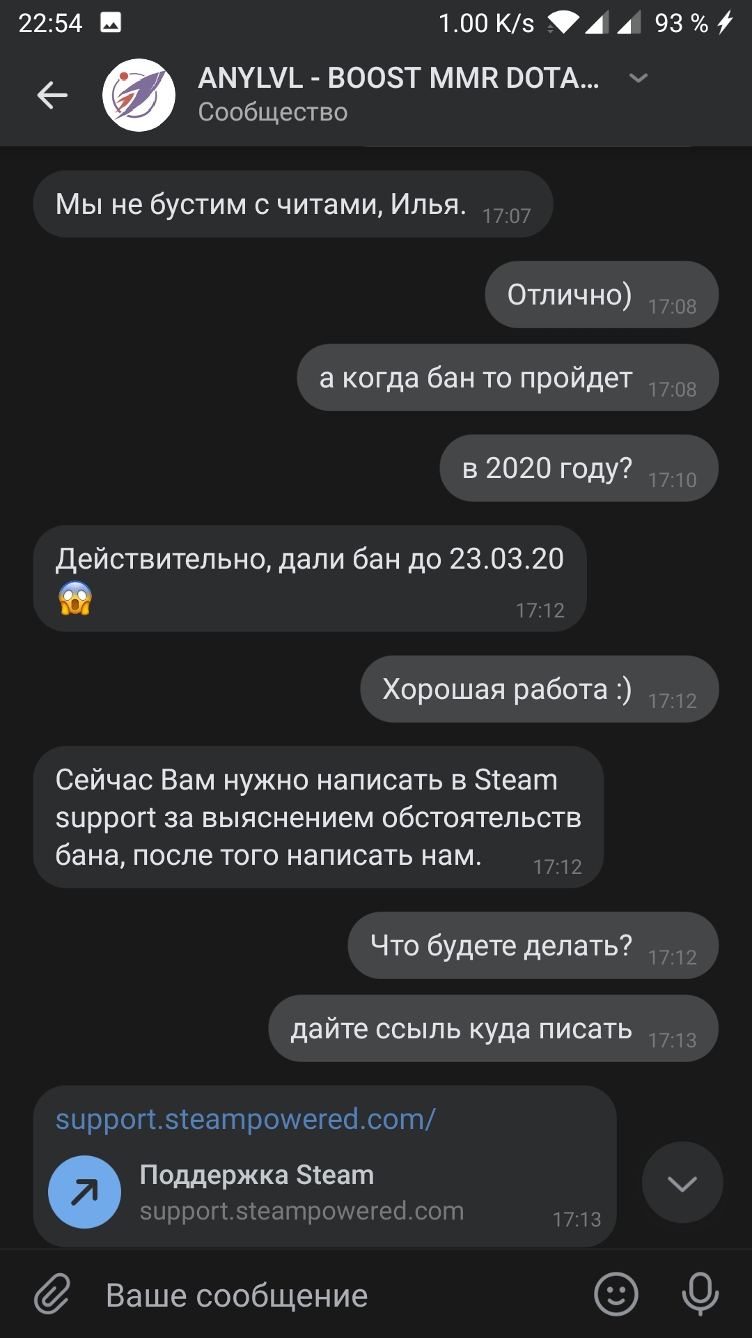 Бан за буст дота 2. Энилвл. Скриншот письма о покупке аккаунта с anylvl. Энилвл отзывы.