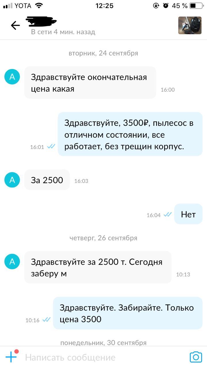 Persistent Buyer - Avito, Screenshot, Correspondence, Longpost