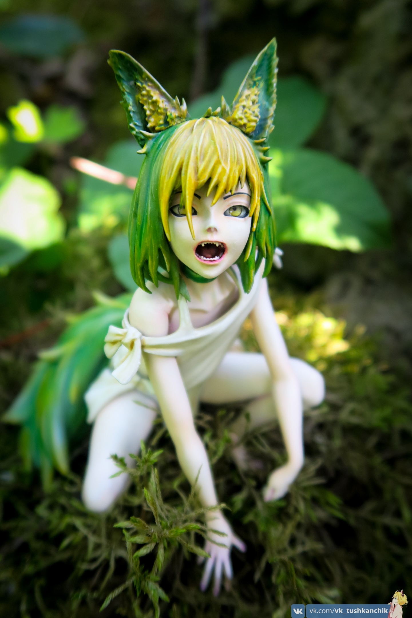 Anime figure #43 - My, , Anime original, Fox, , Neko, Longpost, Figurine, Anime, Animal ears, Green, Figurines