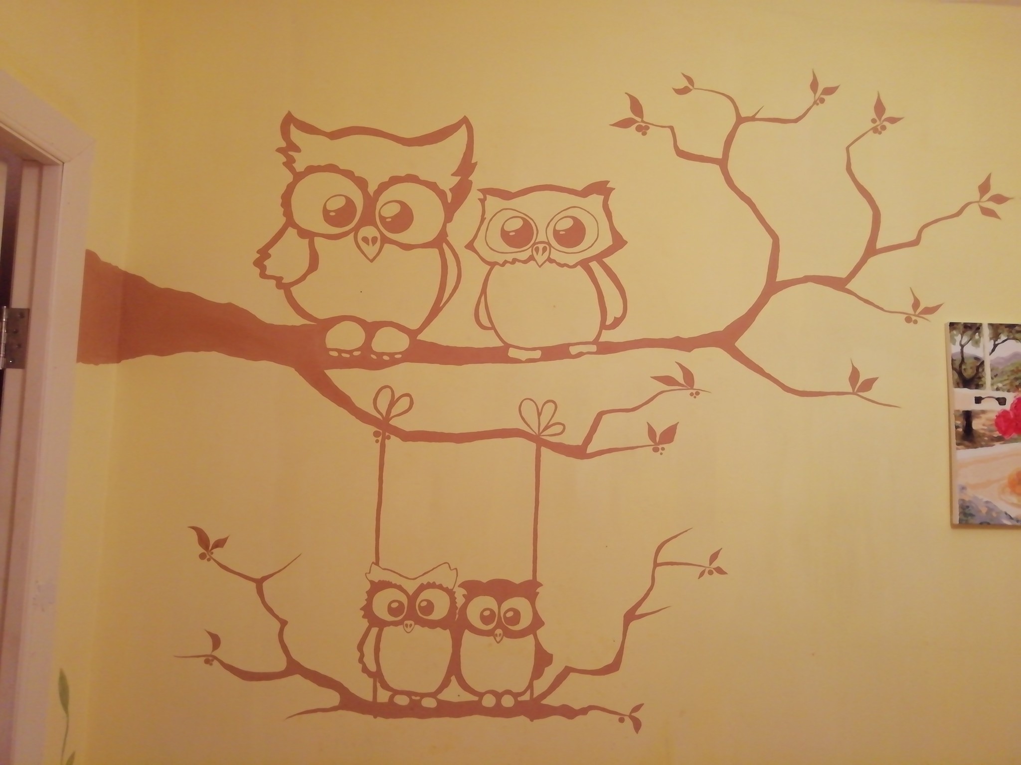 Instead of wallpaper - My, Drawing, Owlets