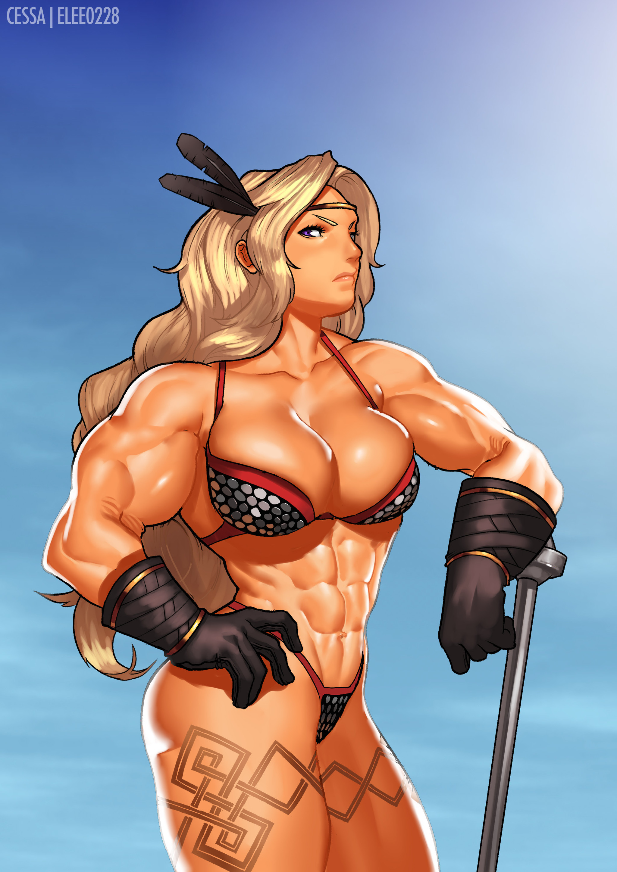 Amazon - NSFW, Cessa Lafaliqa, Art, Strong girl, Sleep-Sleep, Amazon, Dragons Crown, Warrior, Girls, Longpost