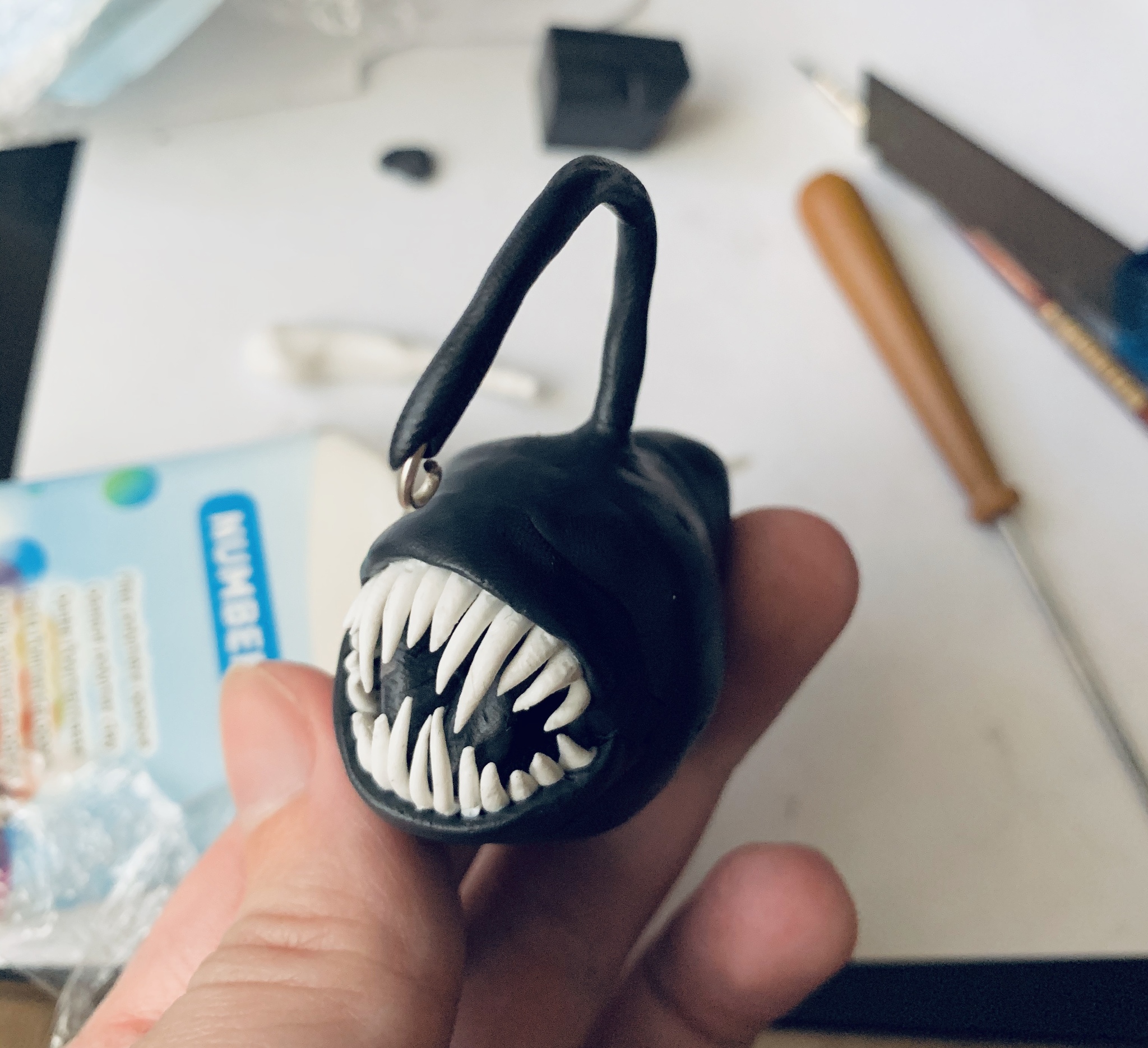 Anglerfish - My, Needlework with process, Polymer clay, Video, Longpost