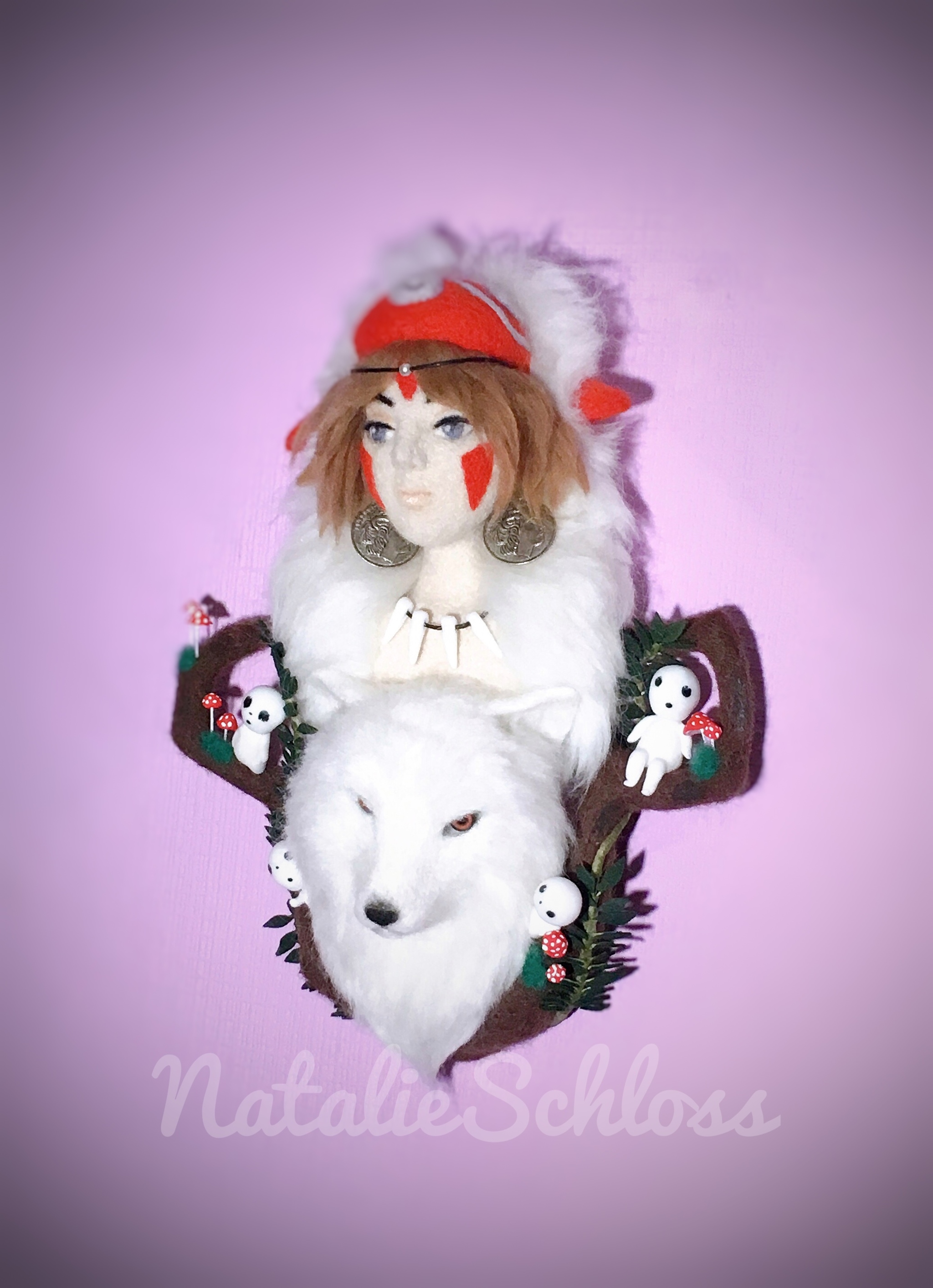 Princess Mononoke. - My, Princess mononoke, Hayao Miyazaki, Needlework without process, Dry felting, , Longpost