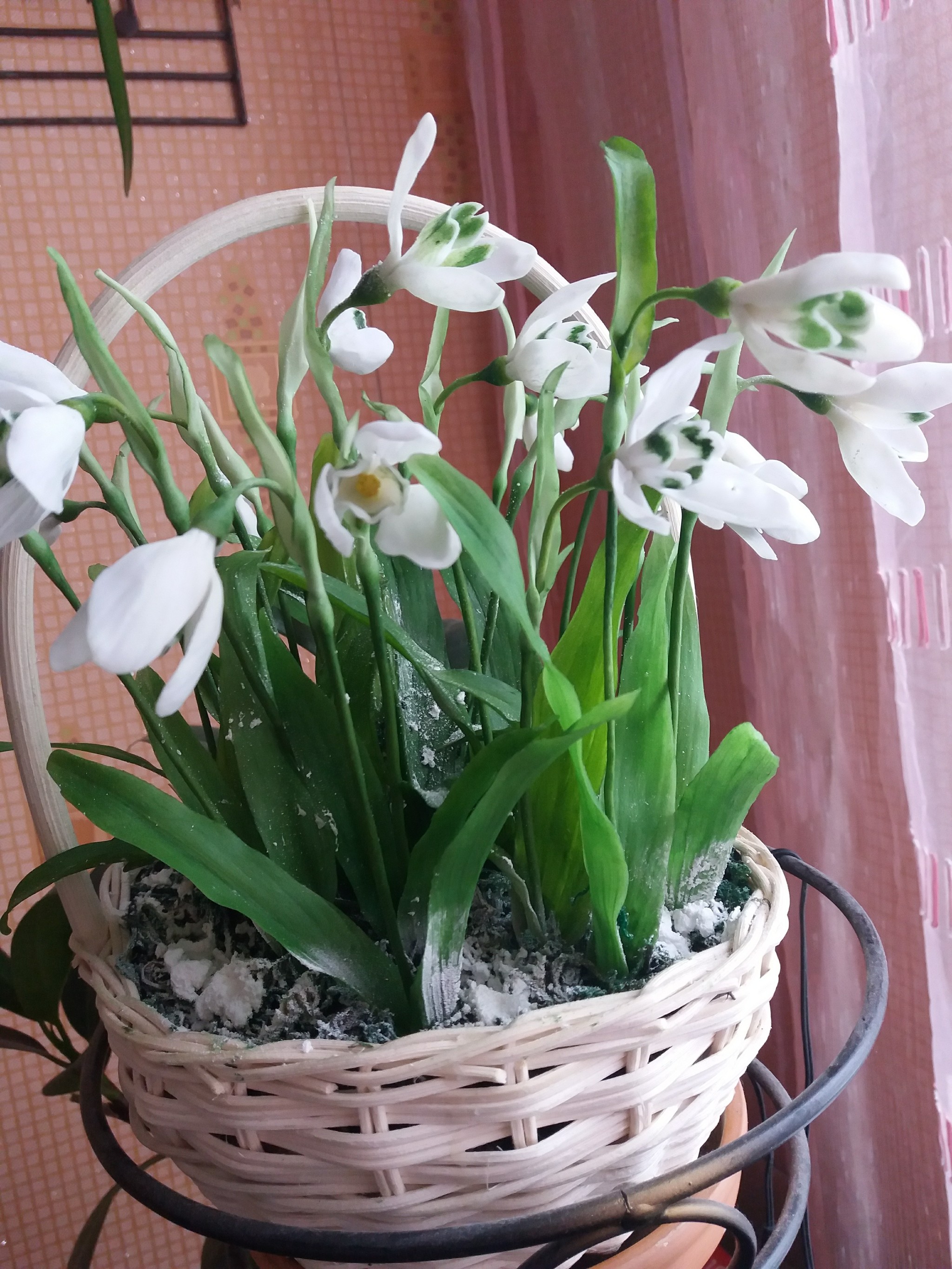 A few snowdrops. - My, Snowdrops, Cold porcelain, Longpost, Needlework without process, Snowdrops flowers