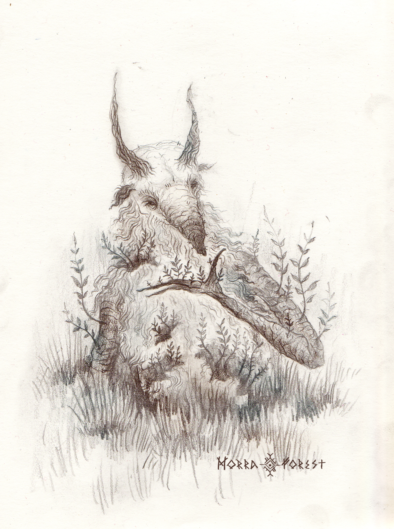 forest dwellers - My, Drawing, Pencil drawing, Horns, Insects, Caterpillar, Longpost, Birds