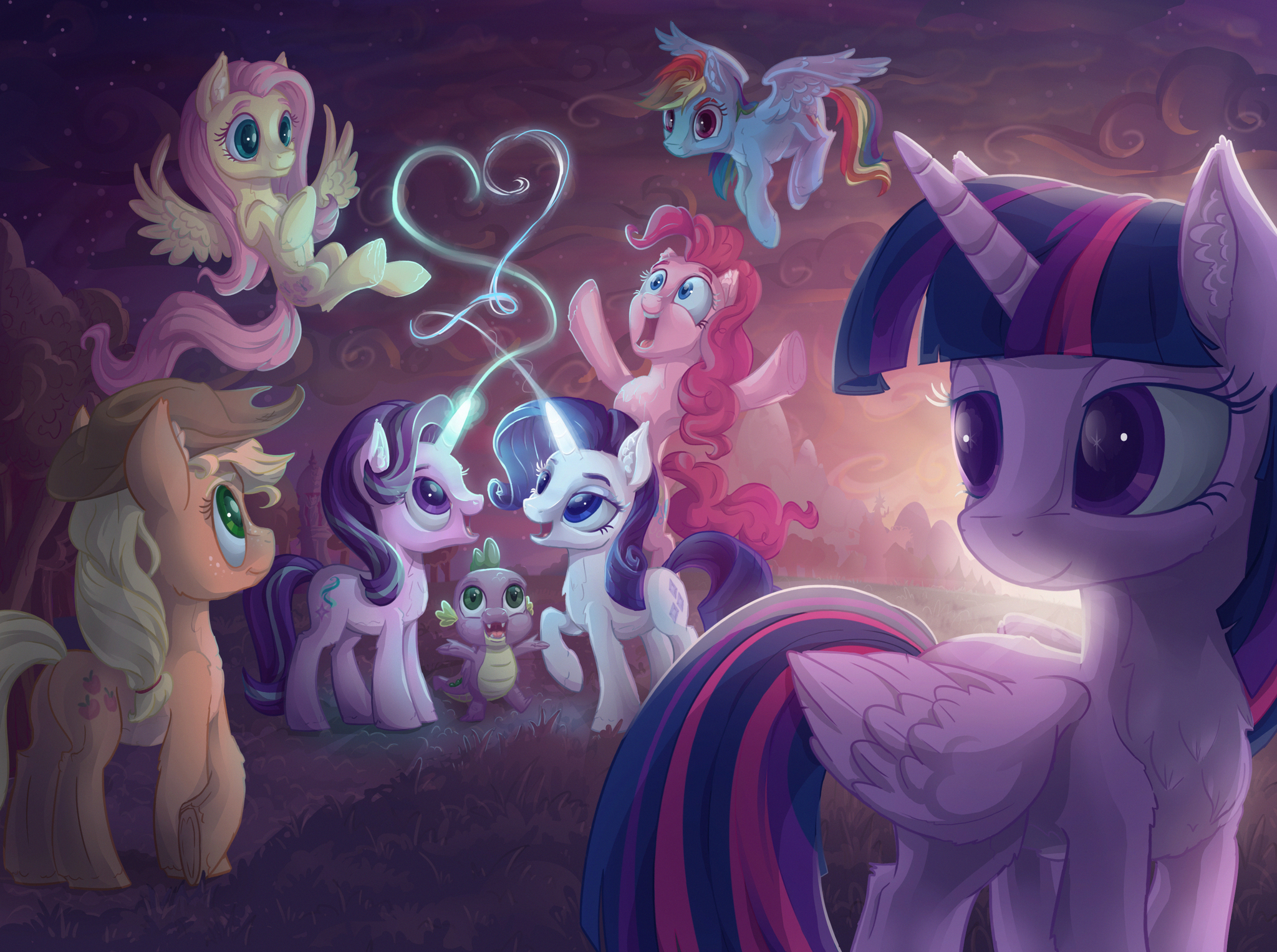 understand together - My little pony, PonyArt, Mane 6, Spike, Starlight Glimmer