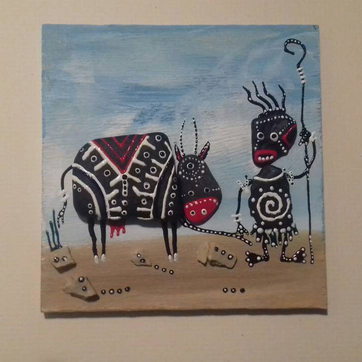 Natives 4. The tribe is getting stronger - My, A rock, Acrylic, Natives, Dam, Handmade, Longpost