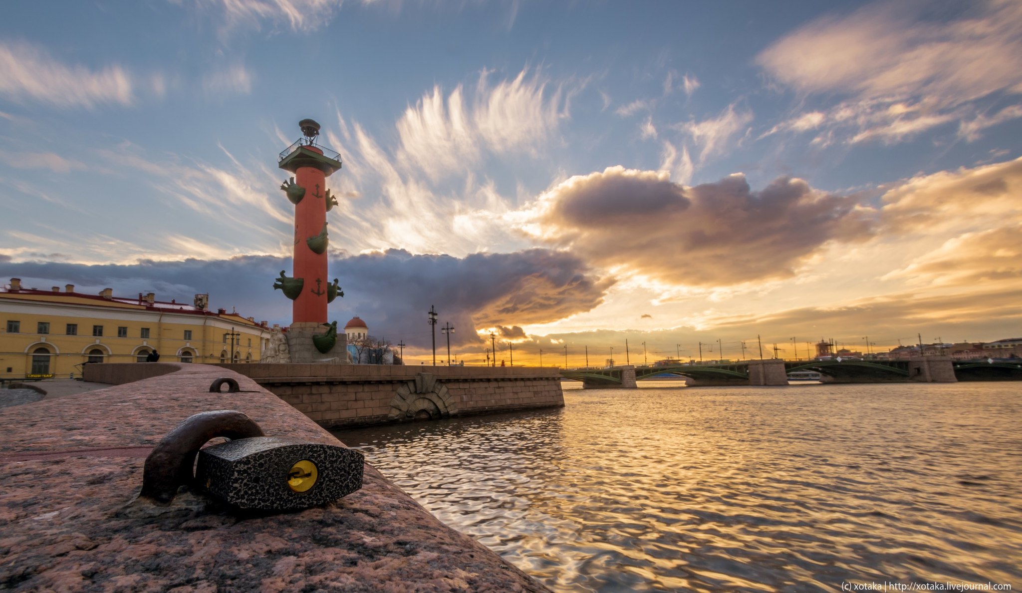 Padlock - My, Saint Petersburg, Beginning photographer, The photo, Sunset, Rostral columns, Spit of Vasilyevsky Island