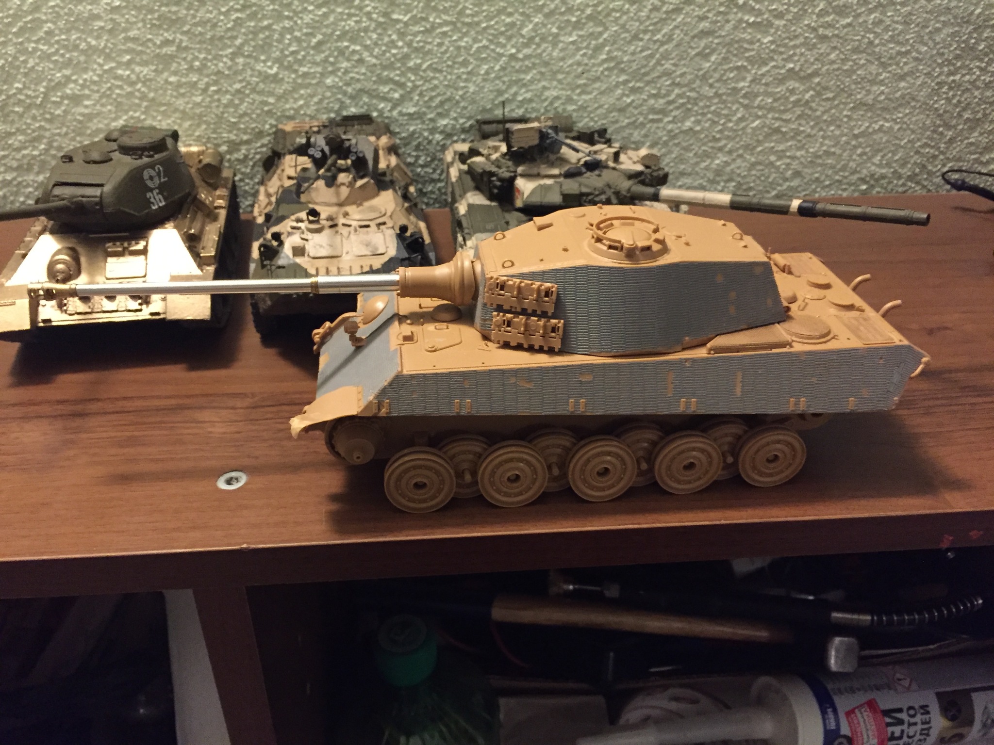 WIP King Tiger Sd.Kfz.182 от Звезды в 1:35 - Моё, Тигр 2, Королевский тигр, 1:35, Масштабная модель, Процесс, Сборка, Покраска, Длиннопост, Tiger II