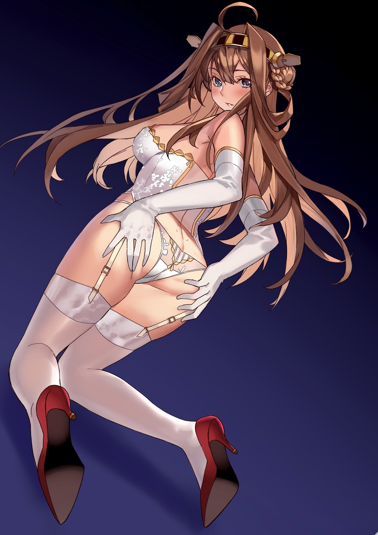 Kongou - NSFW, Kantai collection, Kongou, Underwear, Stockings, Anime art, Anime, Art