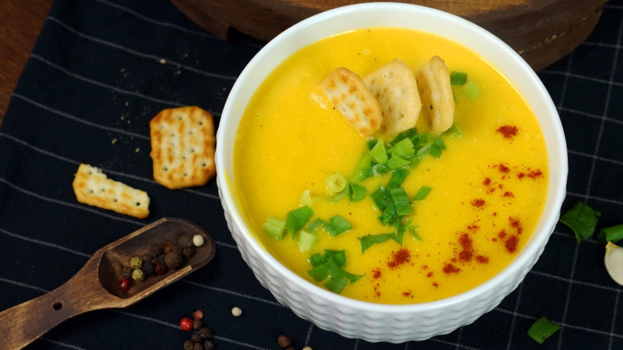 Pumpkin soup with crackers - My, Food, Recipe, Pumpkin, With grandfather at lunch, Video, Longpost