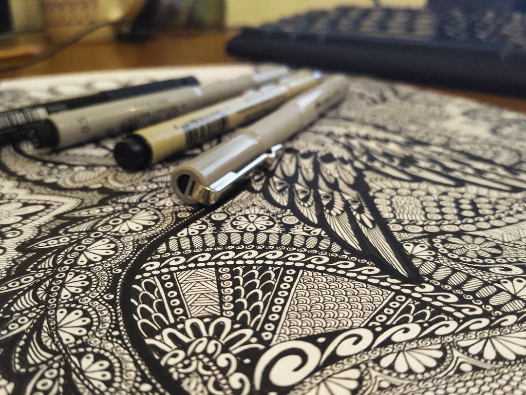 Drawings using ZenArt technique - My, Art, Zentangle, Drawing, Longpost