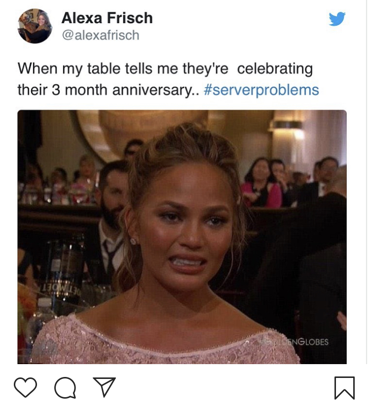 When you're a waiter and your table tells you they're celebrating their 3 month anniversary. - Waiters, Public catering, Images, Picture with text, Humor