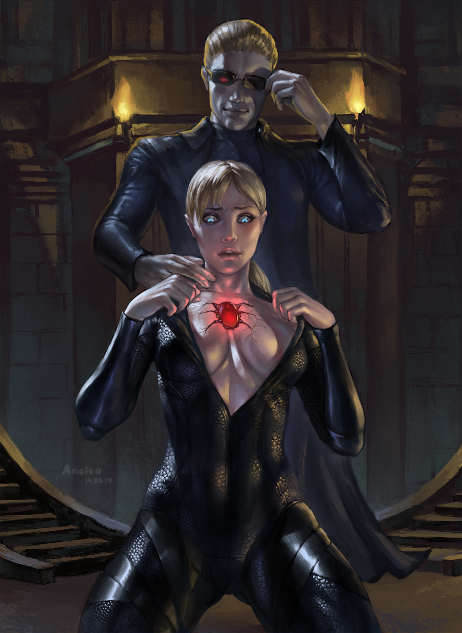 Jill Valentine and Albert Wesker - NSFW, My, Art, Drawing, Games, Resident evil, Resident Evil 5, Fan art, Anolea