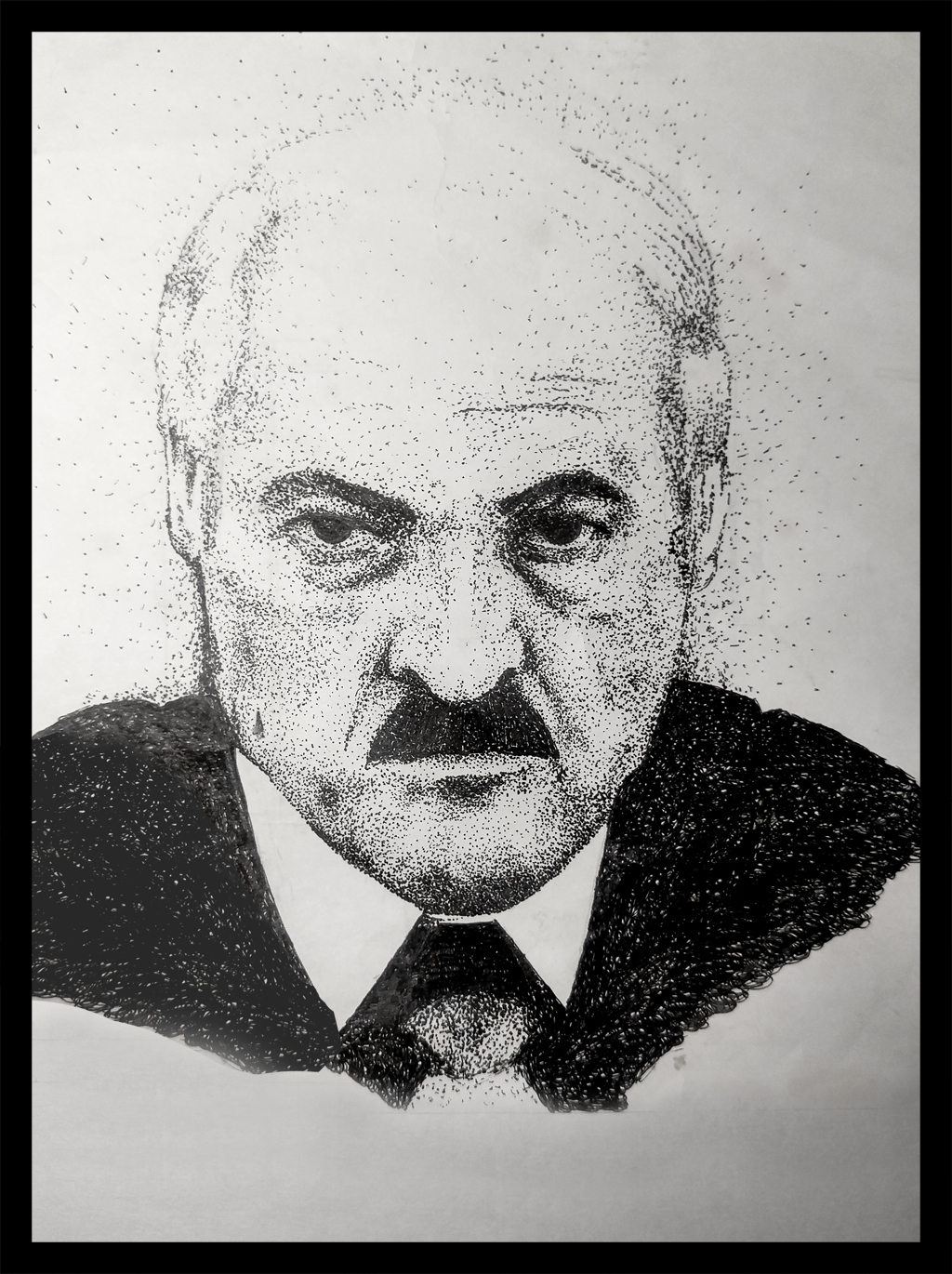 Нарисовал Рыгорыча. Гелевая ручка. Бумага. - Моё, Александр Лукашенко, Dotwork, Рисунок, Батька, Республика Беларусь