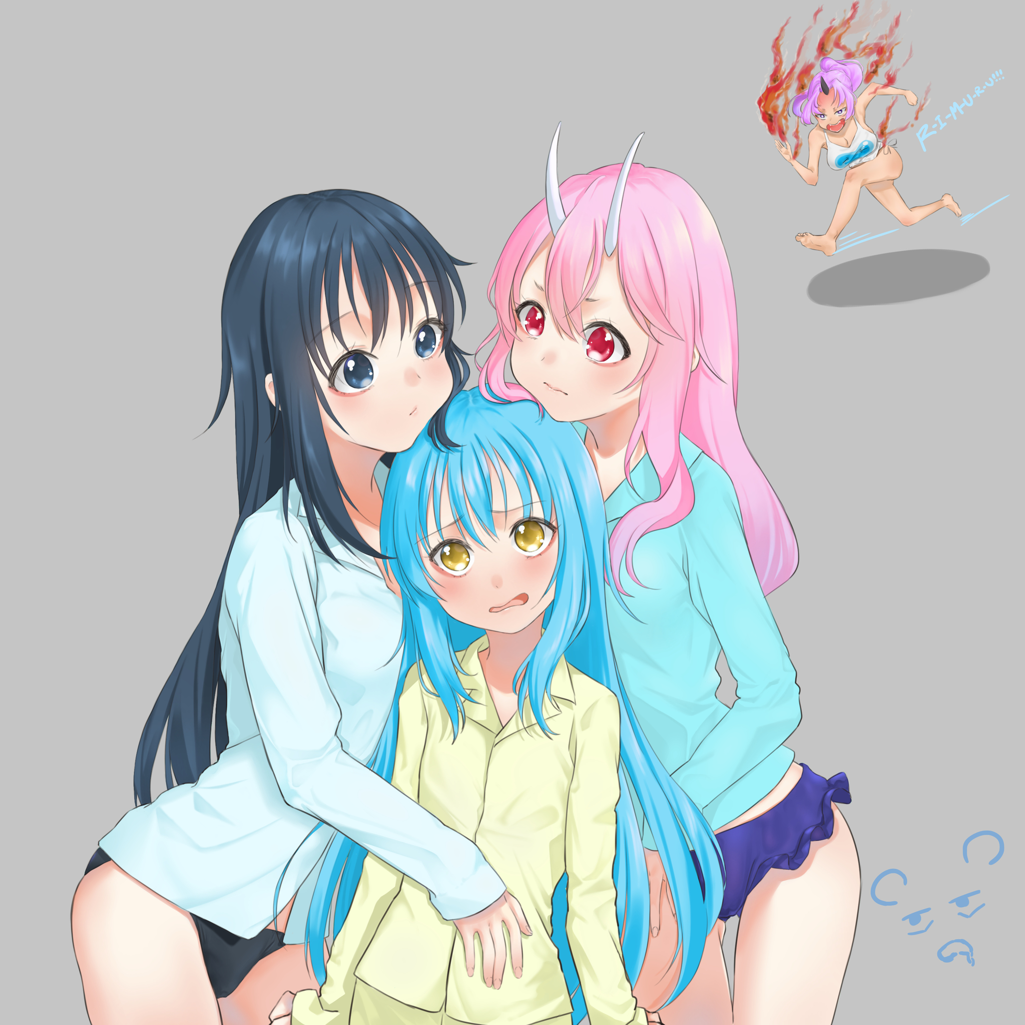 Делёжка - NSFW, Аниме, Anime Art, Rimuru Tempest, Shion, Shuna, Shizue Izawa, Tensei Shitara Slime Datta Ken