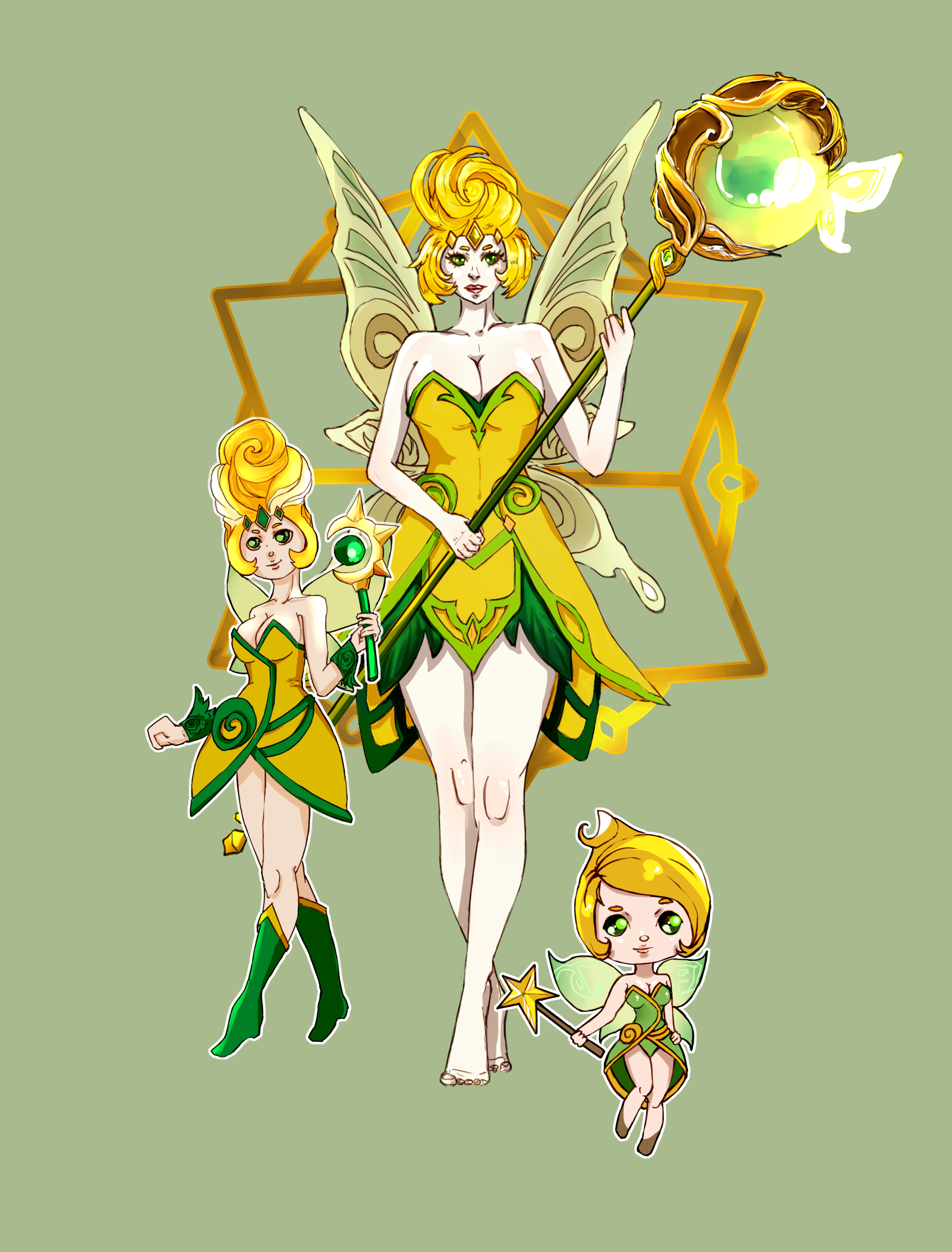 Shannon, all evolutions - My, Art, Summoners War, Digital, Game art, Longpost