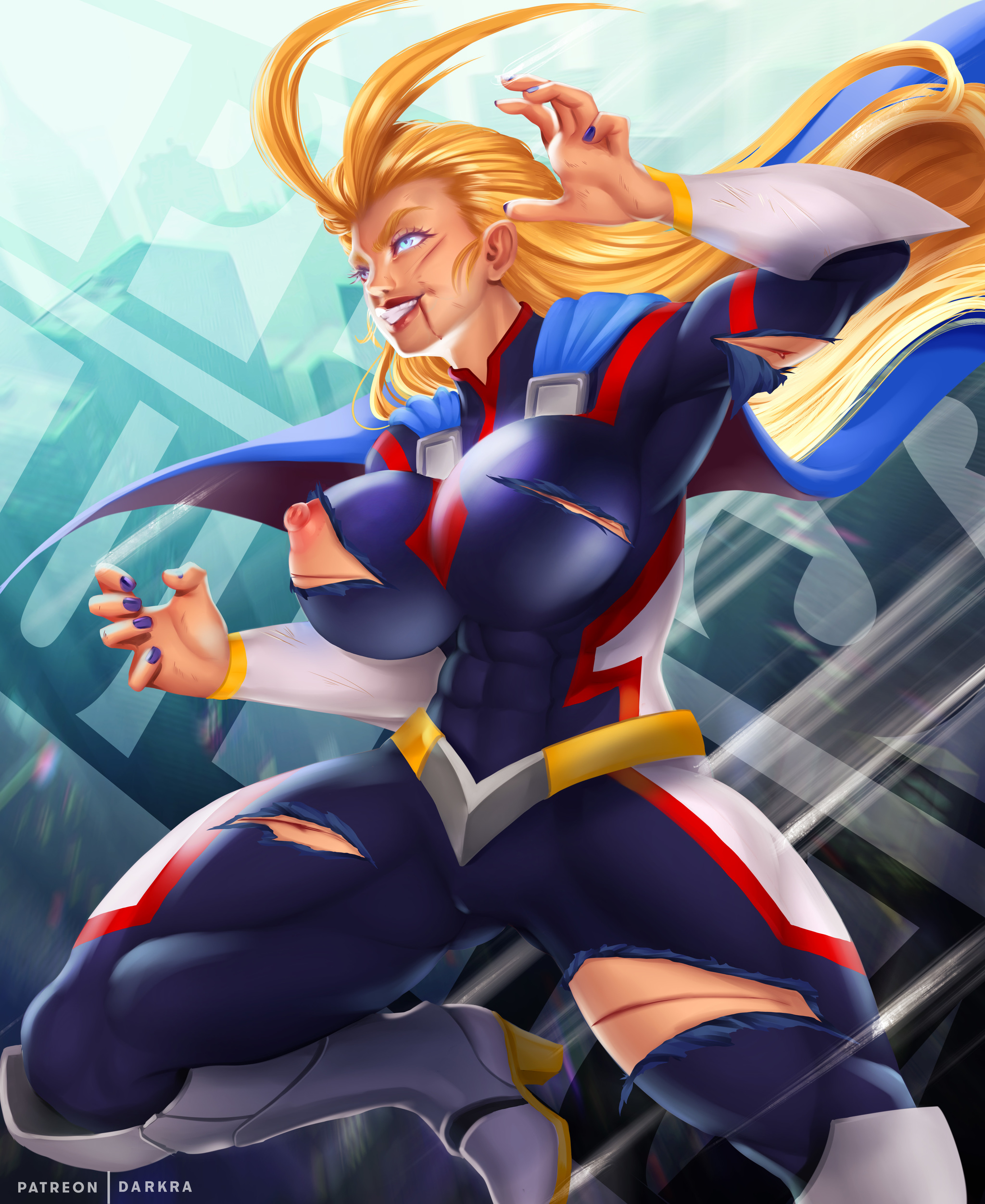 Female All Might - NSFW, Арт, Крепкая девушка, Toshinori Yagi, Boku no Hero Academia, Правило 63, Аниме, Эротика, Длиннопост, Darkraart