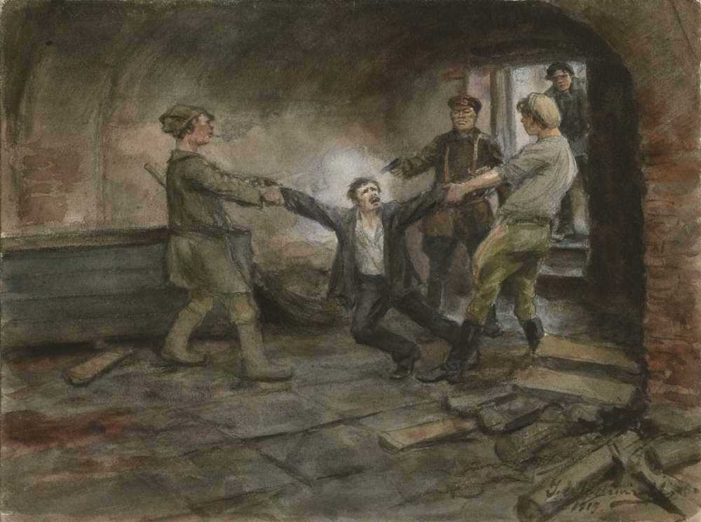 Painting In the basements of the Cheka (1919) - Story, Firing squad, Bolsheviks, Civil War, Politics