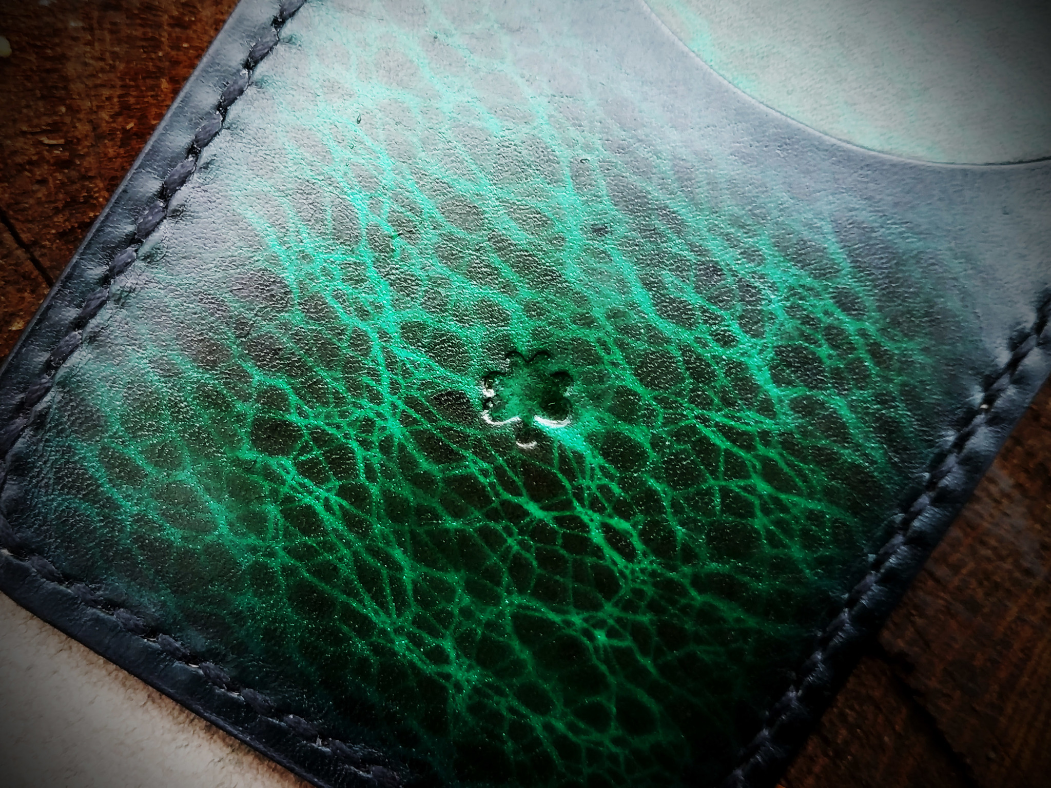 Wallet “Ocean Abyss” - My, With your own hands, Handmade, Leather, Beefold, Leather products, Purse, Needlework without process, Longpost