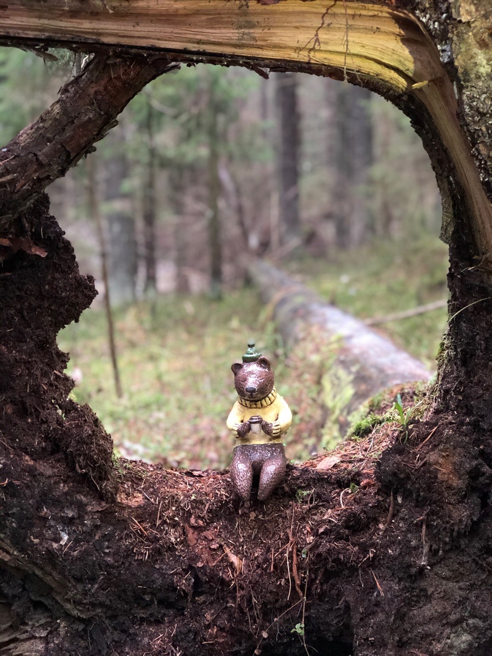 A bear drinks coffee in the forest ^_^ - My, Ceramics, Clay, White clay, Glaze, With your own hands, Sculpture, Longpost, Needlework without process