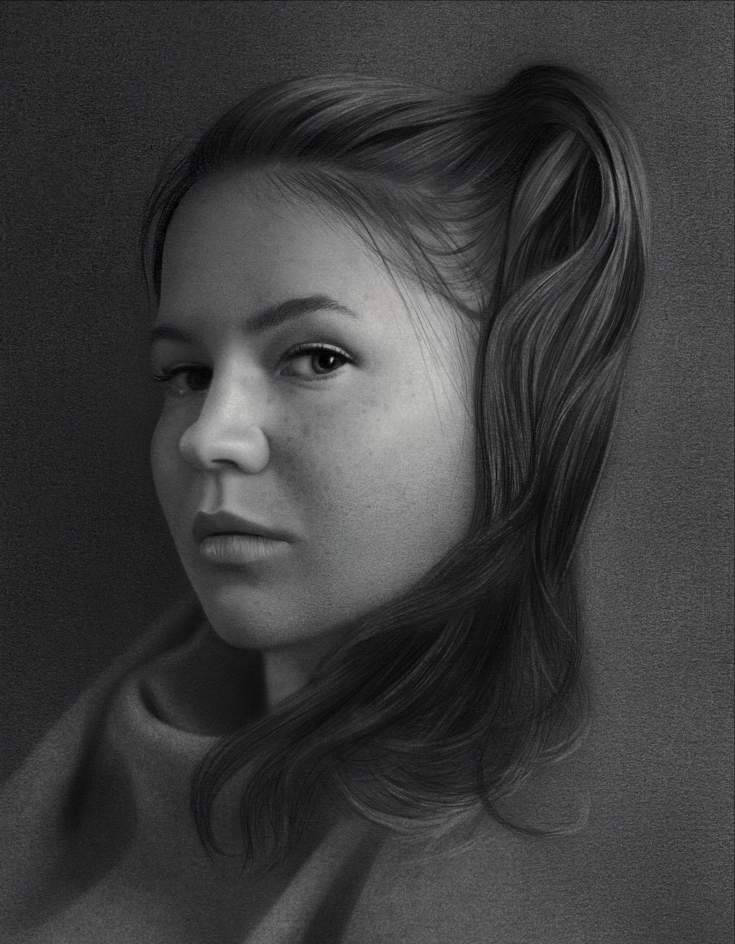 Portrait in pencil - My, Portrait, Pencil drawing, Hyperrealism, Girls