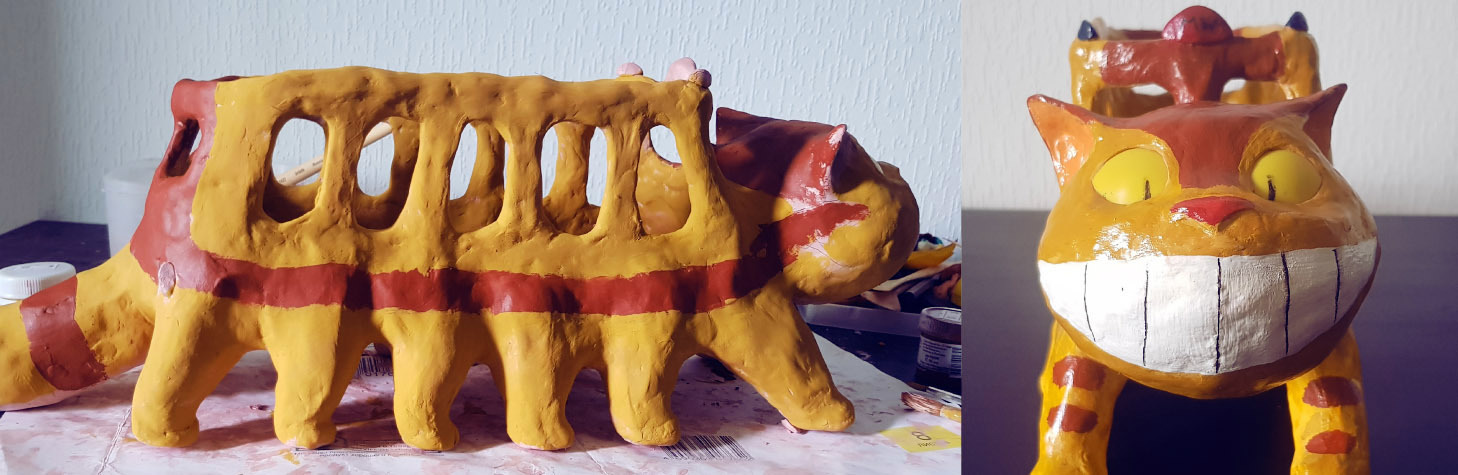 Catbus - My, With your own hands, Catbus, Self-hardening clay, Presents, Hayao Miyazaki, Totoro, Needlework with process, Longpost