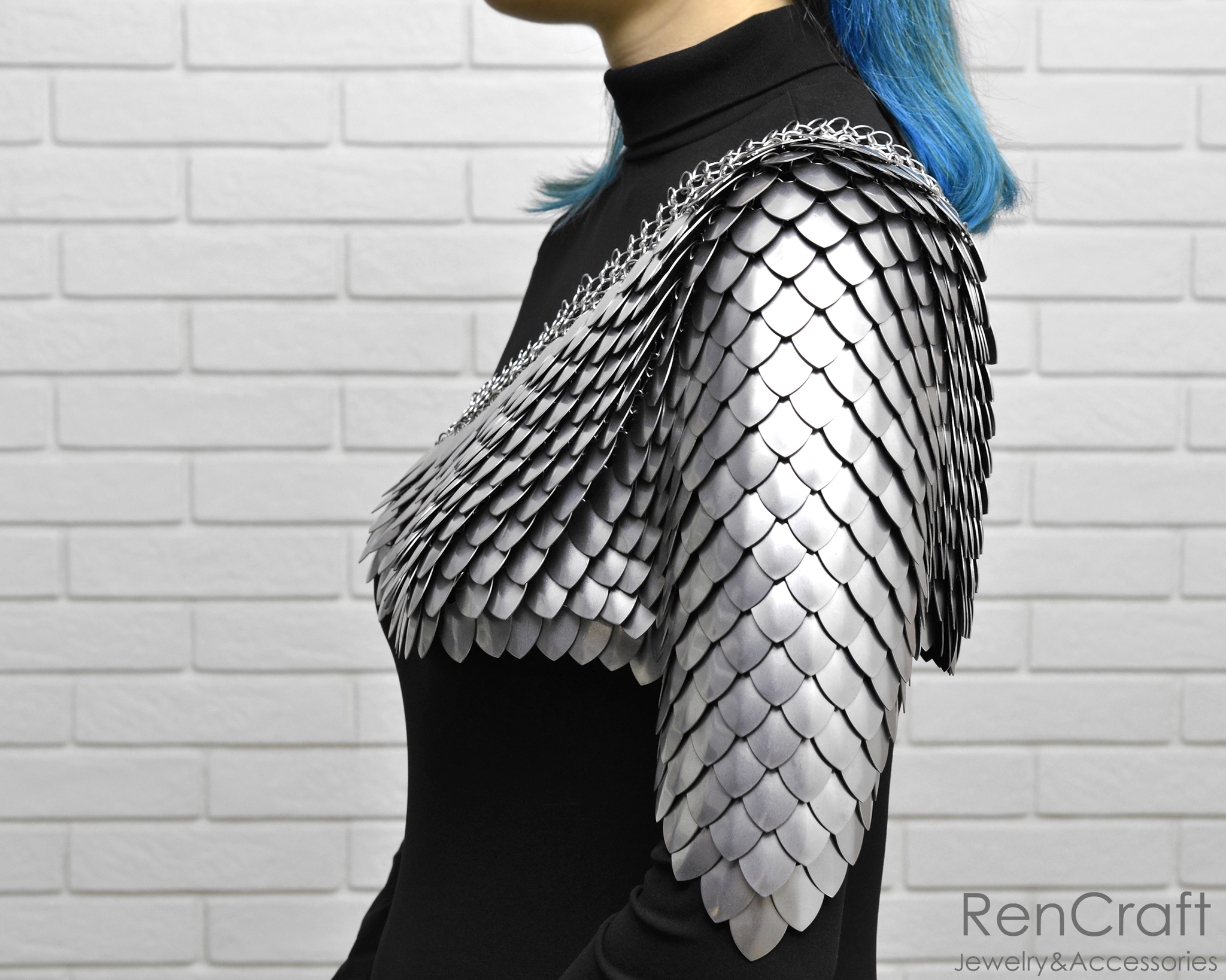 Large Steelscale Shoulder - My, Needlework without process, Longpost, Chain mail jewelry, Decoration, Armor, Shoulders