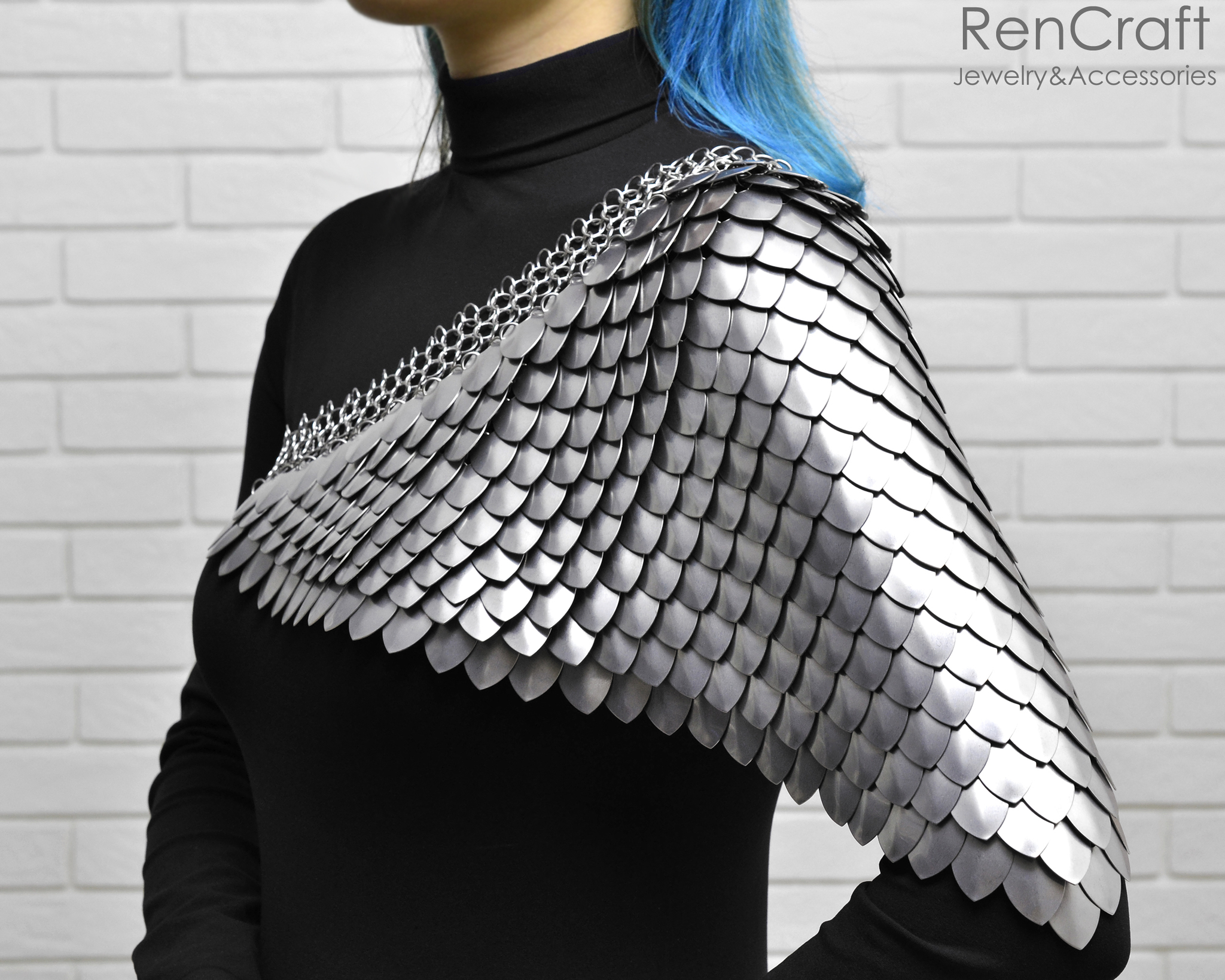 Large Steelscale Shoulder - My, Needlework without process, Longpost, Chain mail jewelry, Decoration, Armor, Shoulders