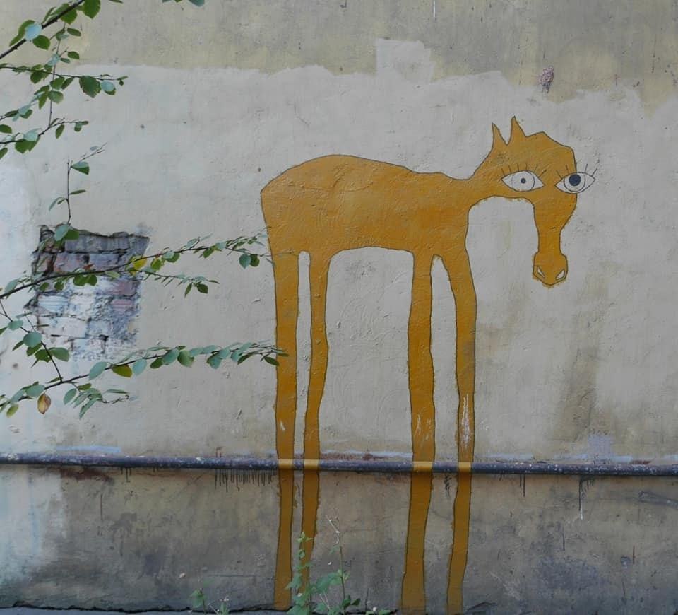 Peter and the horses) - Drawing, Horses, Saint Petersburg, Longpost, Street art