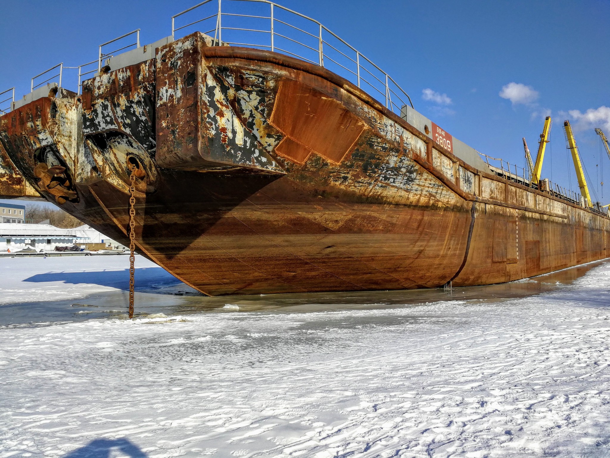 На зимовку - Моё, Дзержинск, Порт, Буксир, Баржа, Длиннопост, Фотография