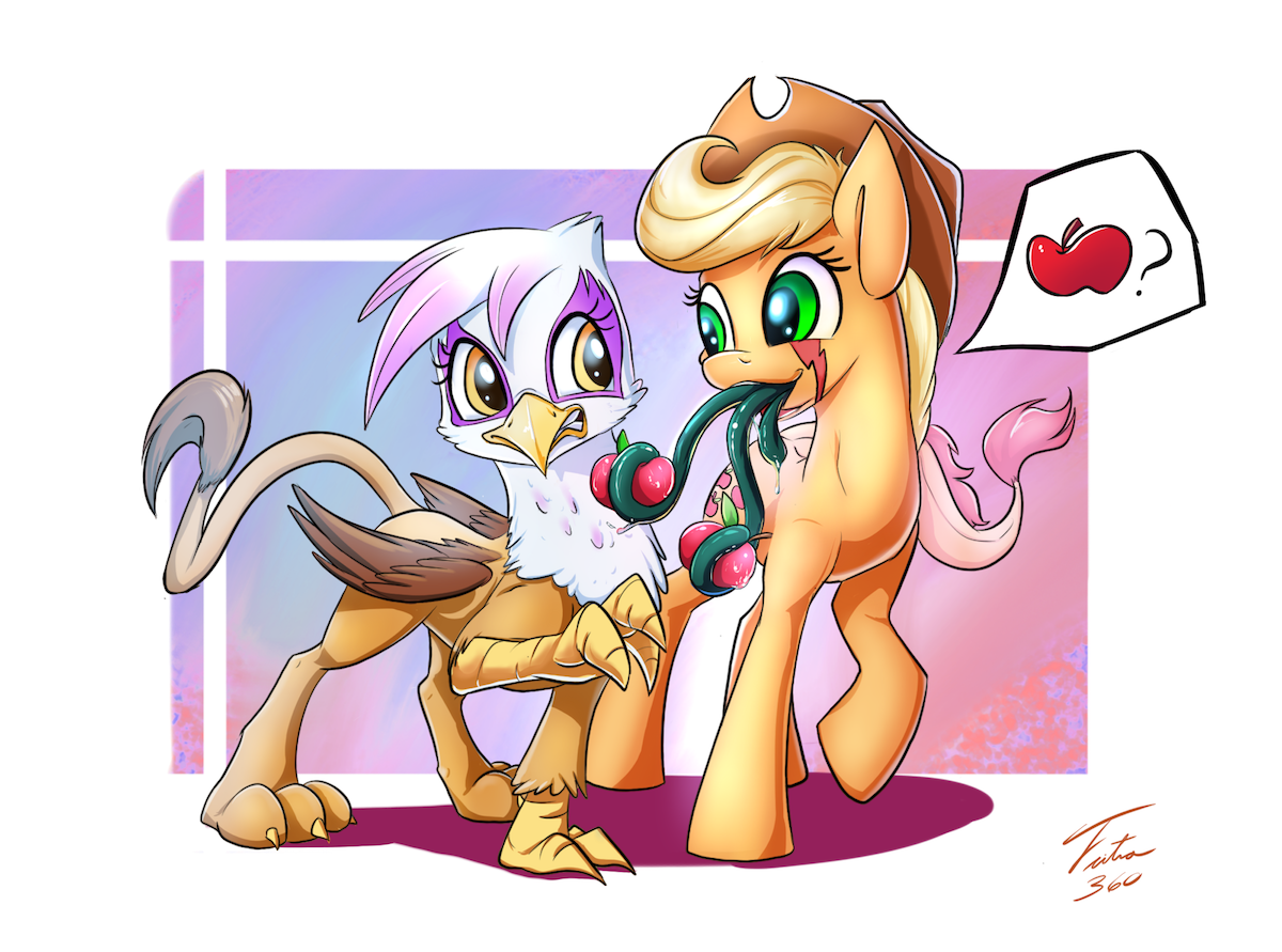 Do you want an apple? - My little pony, Applejack, Gilda, Tatzljack, Tatzlpony, Tsitra360