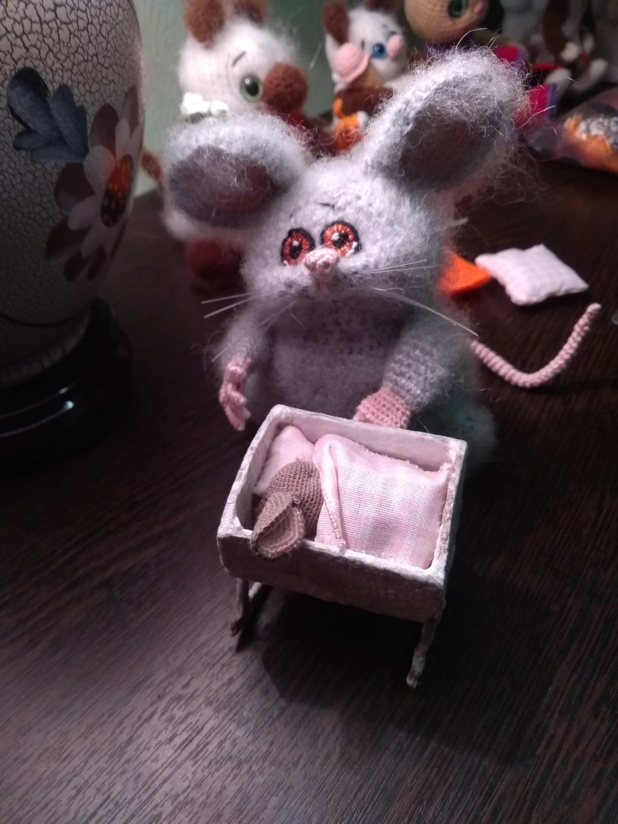 Ready for the new year! Knitted mouse family))) - My, Crochet, Amigurumi, Hobby, Longpost