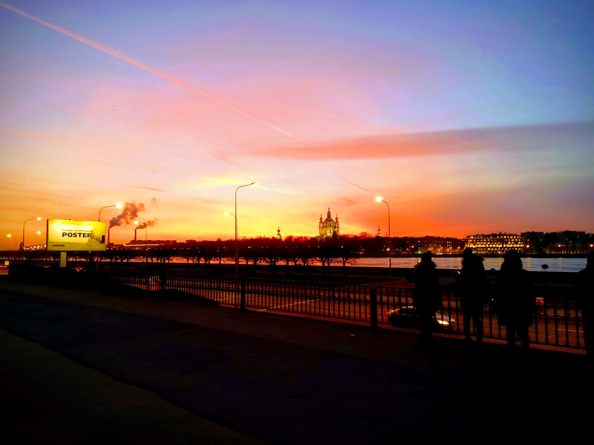 Smolny against the backdrop of sunset - My, Saint Petersburg, Evening, Sunset, Smolny