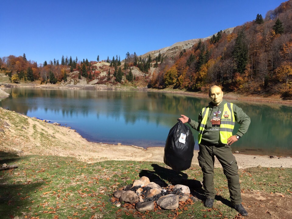 Trashtag Green Lake - My, Scavenger Kostroma, Pure Man's League, Saturday clean-up, Green Lake, The mountains, Garbage, Georgia, Motorcycle travel, Longpost