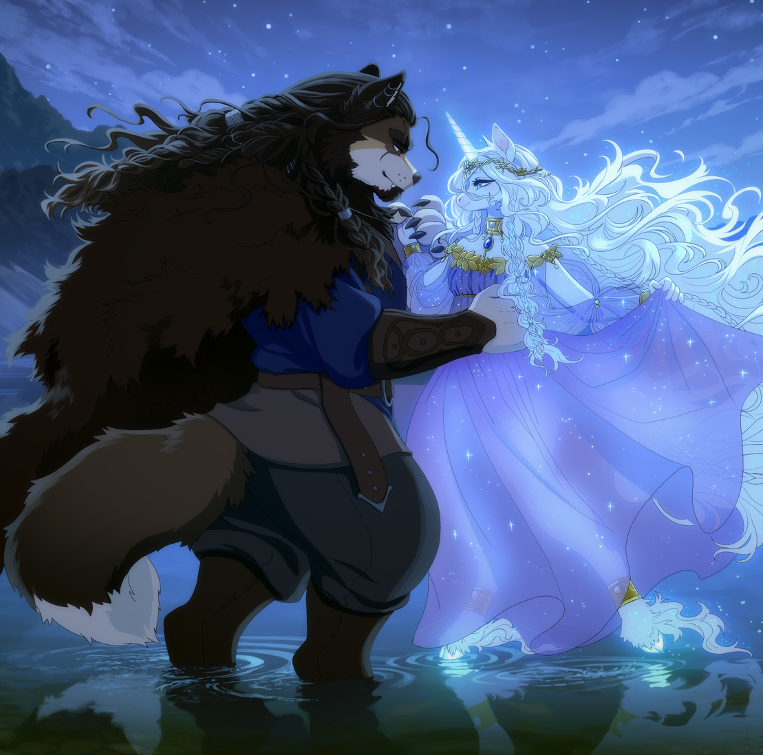 I will be near - Furry, Art, Akitamonster, Night, Romance, Magic