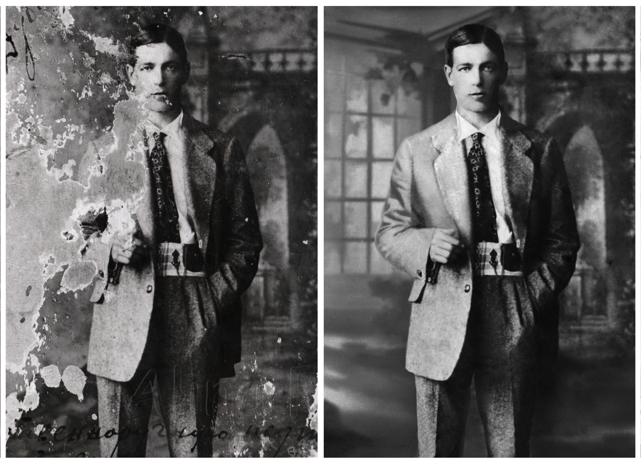 Peter Dubov. Born in 1895. Photo taken approximately 1918-1920 - My, Photo restoration, Photoshop